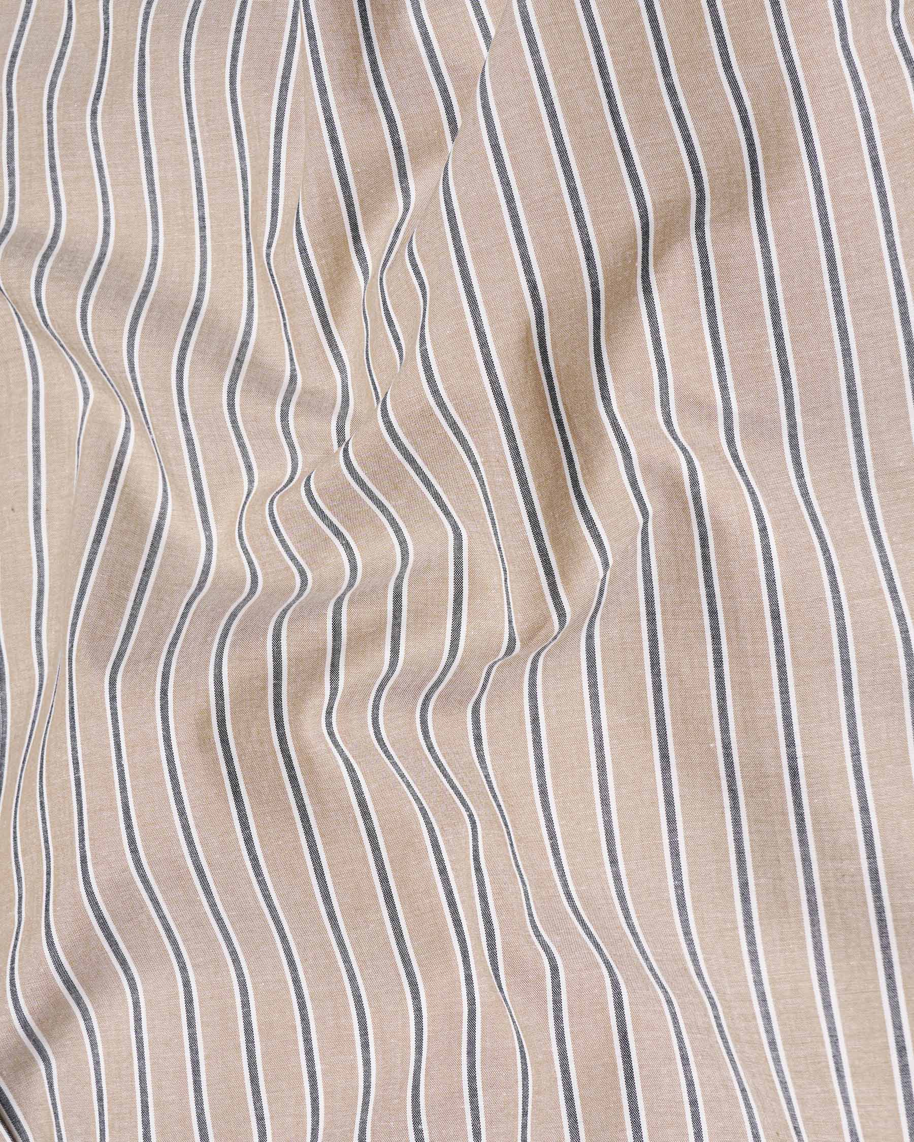Eagle Brown Striped Premium Cotton Shirt