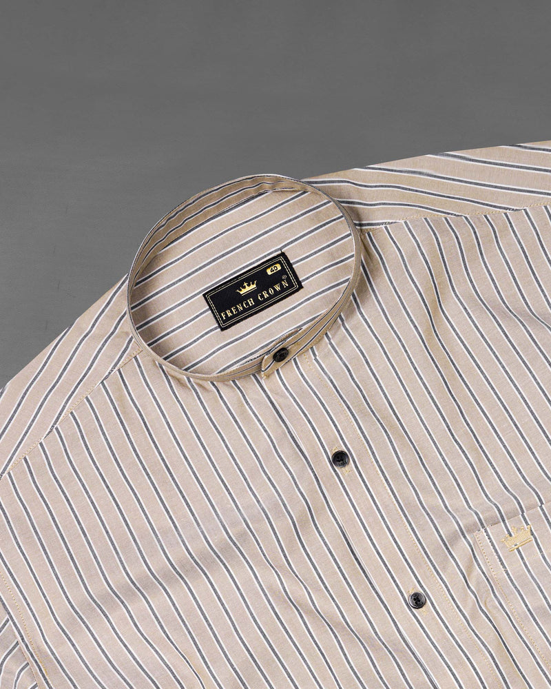 Eagle Brown Striped Premium Cotton Shirt