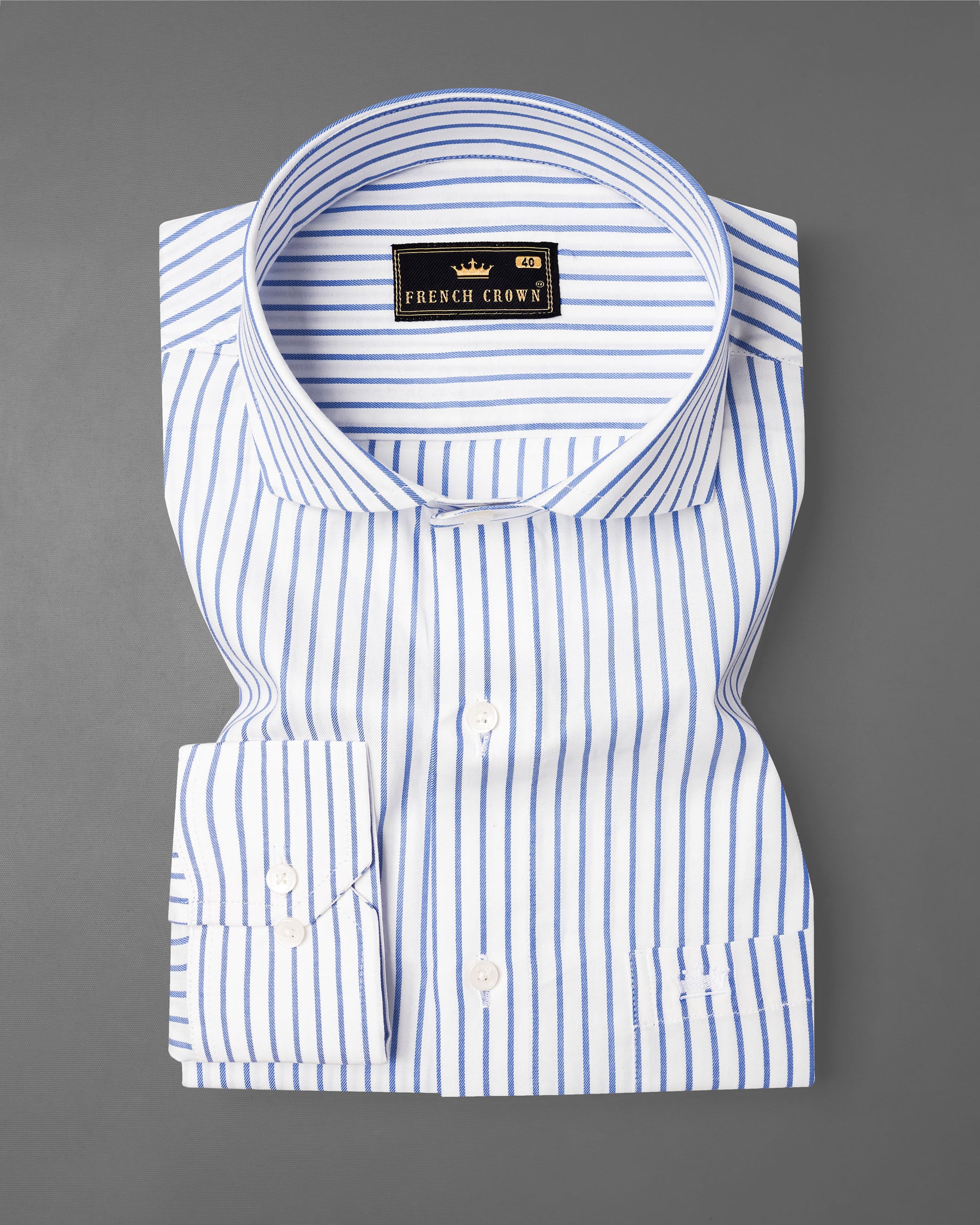 Porage Blue and White Twill Striped Shirt 7391-CA-38, 7391-CA-H-38, 7391-CA-39, 7391-CA-H-39, 7391-CA-40, 7391-CA-H-40, 7391-CA-42, 7391-CA-H-42, 7391-CA-44, 7391-CA-H-44, 7391-CA-46, 7391-CA-H-46, 7391-CA-48, 7391-CA-H-48, 7391-CA-50, 7391-CA-H-50, 7391-CA-52, 7391-CA-H-52