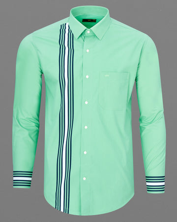 Bermuda Green with Striped Premium Cotton Shirt 7394-38,7394-38,7394-39,7394-39,7394-40,7394-40,7394-42,7394-42,7394-44,7394-44,7394-46,7394-46,7394-48,7394-48,7394-50,7394-50,7394-52,7394-52