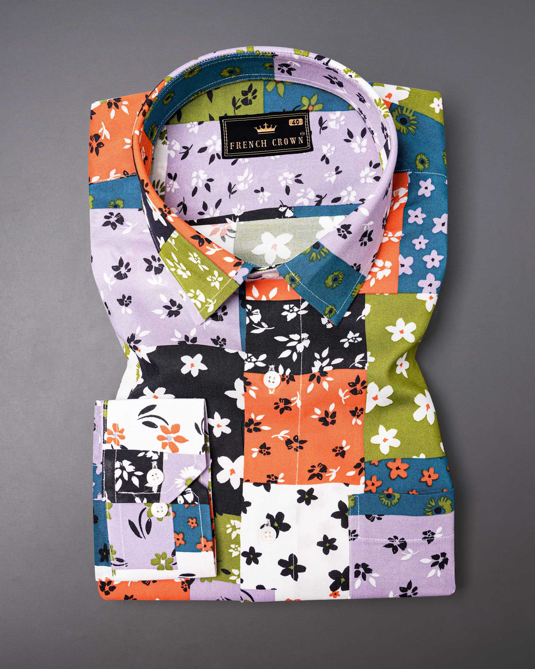 Multicolour Floral Printed Premium Tencel Shirt 7409-38,7409-38,7409-39,7409-39,7409-40,7409-40,7409-42,7409-42,7409-44,7409-44,7409-46,7409-46,7409-48,7409-48,7409-50,7409-50,7409-52,7409-52