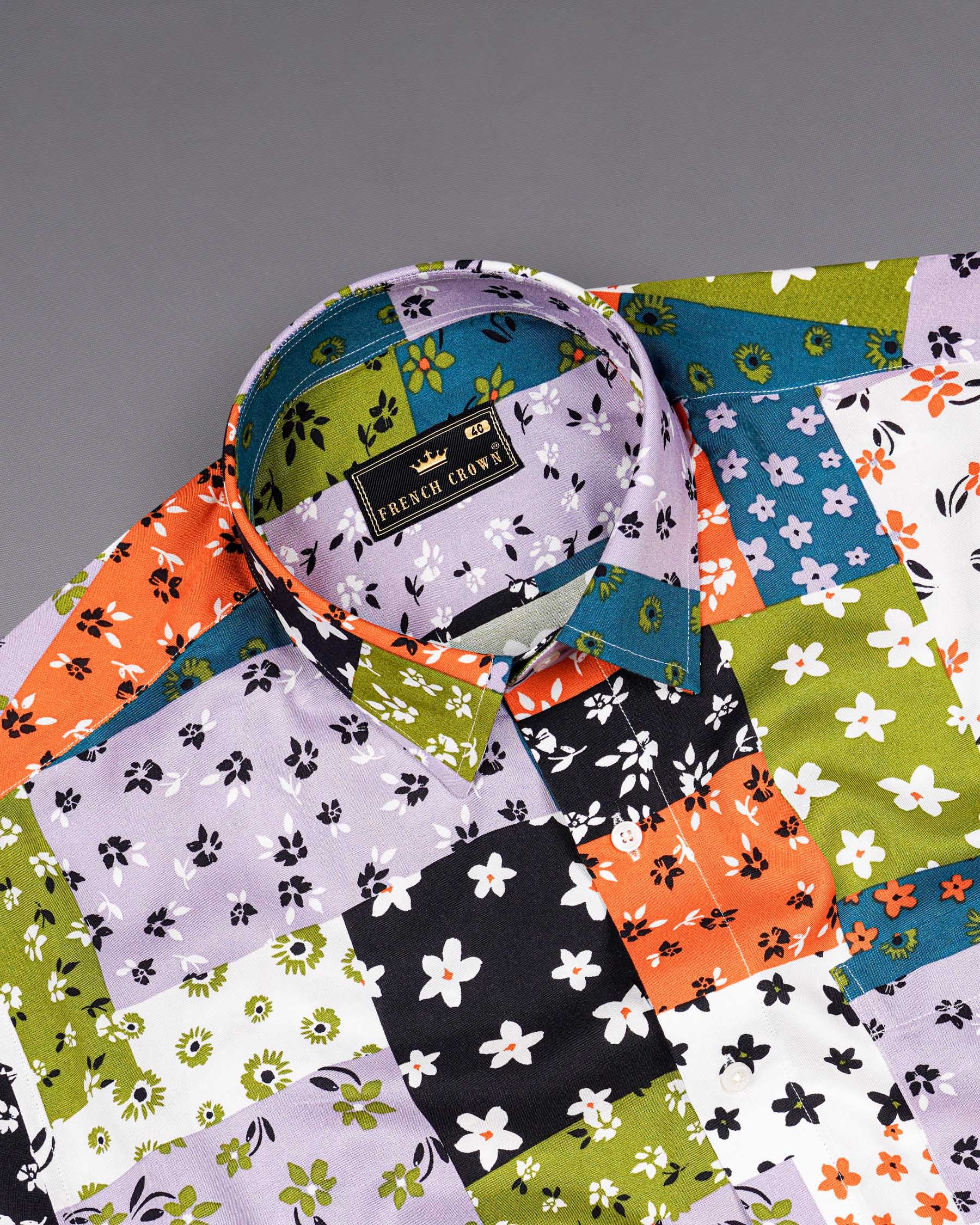 Multicolour Floral Printed Premium Tencel Shirt 7409-38,7409-38,7409-39,7409-39,7409-40,7409-40,7409-42,7409-42,7409-44,7409-44,7409-46,7409-46,7409-48,7409-48,7409-50,7409-50,7409-52,7409-52