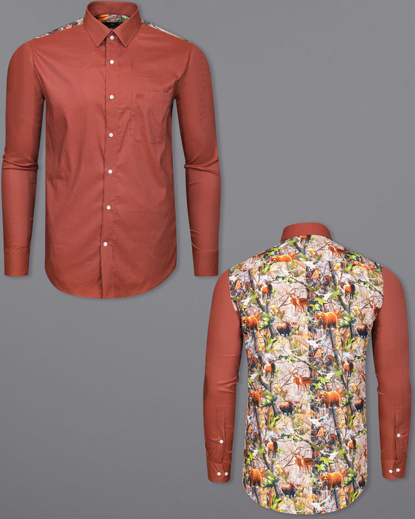 Sepia Rose with Back Tropical Printed Dobby Textured Designer Shirt 7433-38,7433-38,7433-39,7433-39,7433-40,7433-40,7433-42,7433-42,7433-44,7433-44,7433-46,7433-46,7433-48,7433-48,7433-50,7433-50,7433-52,7433-52