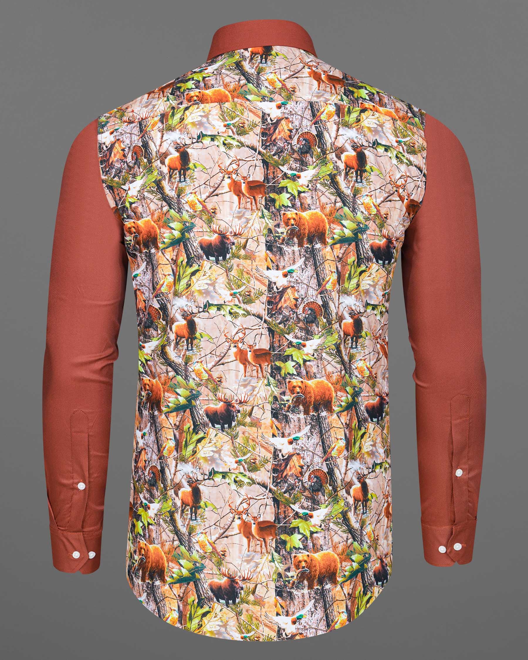 Sepia Rose with Back Tropical Printed Dobby Textured Designer Shirt 7433-38,7433-38,7433-39,7433-39,7433-40,7433-40,7433-42,7433-42,7433-44,7433-44,7433-46,7433-46,7433-48,7433-48,7433-50,7433-50,7433-52,7433-52