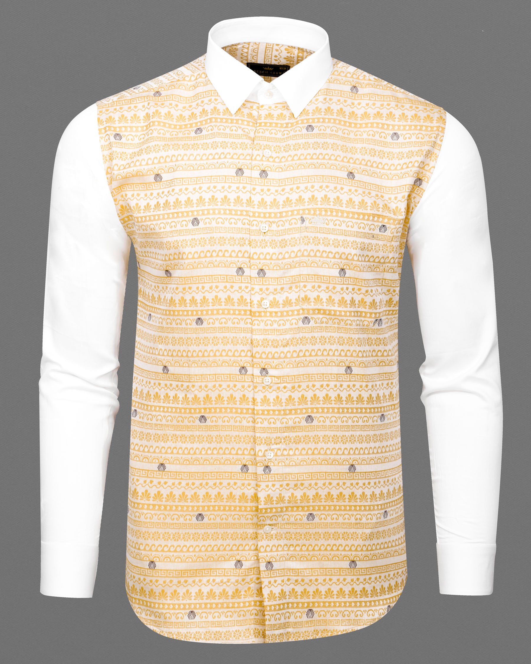 Apache Brown Tribal Jacquard Textured with White Collar and Sleeves Premium Giza Cotton Designer Shirt 7438-WCC-38, 7438-WCC-H-38, 7438-WCC-39, 7438-WCC-H-39, 7438-WCC-40, 7438-WCC-H-40, 7438-WCC-42, 7438-WCC-H-42, 7438-WCC-44, 7438-WCC-H-44, 7438-WCC-46, 7438-WCC-H-46, 7438-WCC-48, 7438-WCC-H-48, 7438-WCC-50, 7438-WCC-H-50, 7438-WCC-52, 7438-WCC-H-52