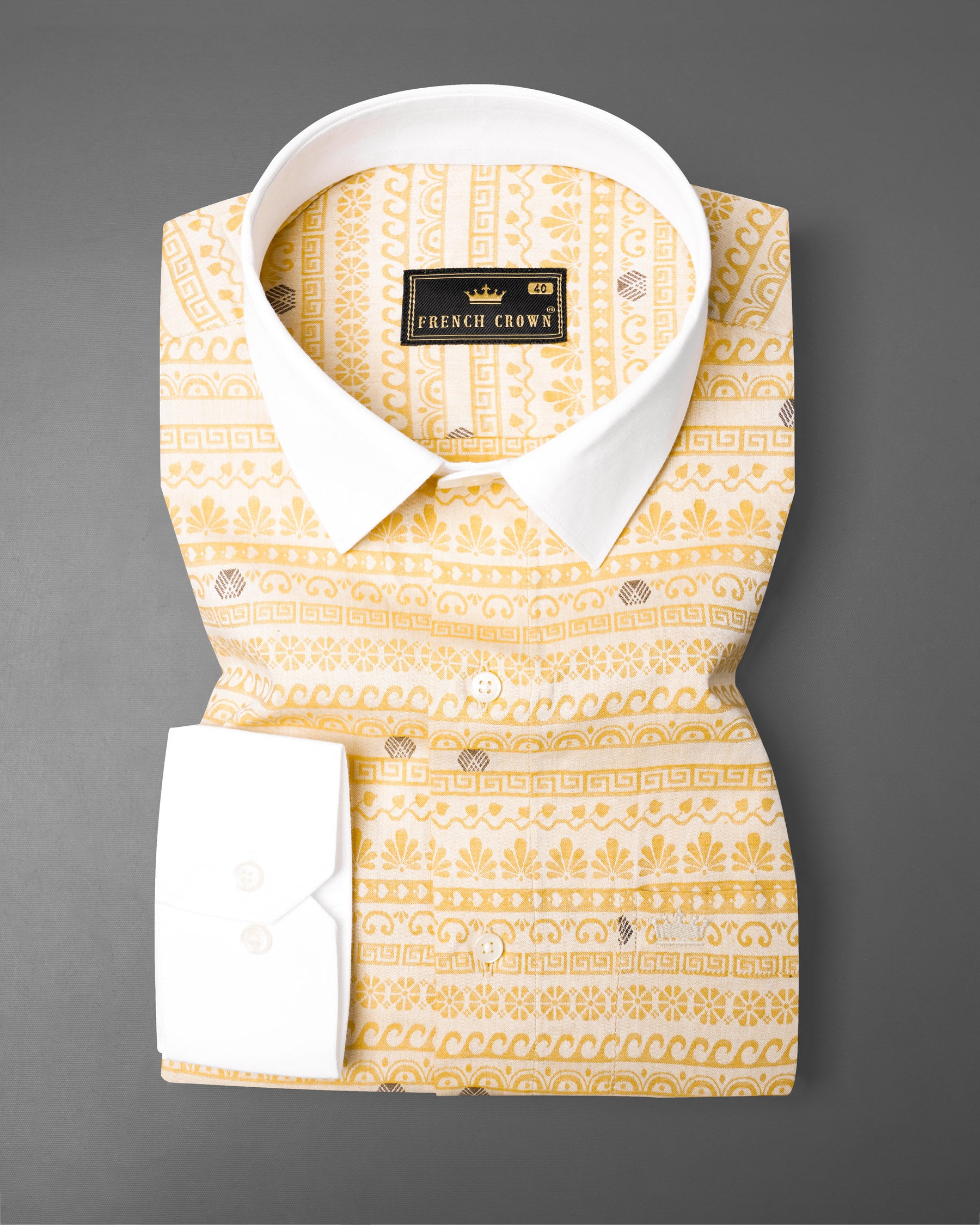 Apache Brown Tribal Jacquard Textured with White Collar and Sleeves Premium Giza Cotton Designer Shirt 7438-WCC-38, 7438-WCC-H-38, 7438-WCC-39, 7438-WCC-H-39, 7438-WCC-40, 7438-WCC-H-40, 7438-WCC-42, 7438-WCC-H-42, 7438-WCC-44, 7438-WCC-H-44, 7438-WCC-46, 7438-WCC-H-46, 7438-WCC-48, 7438-WCC-H-48, 7438-WCC-50, 7438-WCC-H-50, 7438-WCC-52, 7438-WCC-H-52