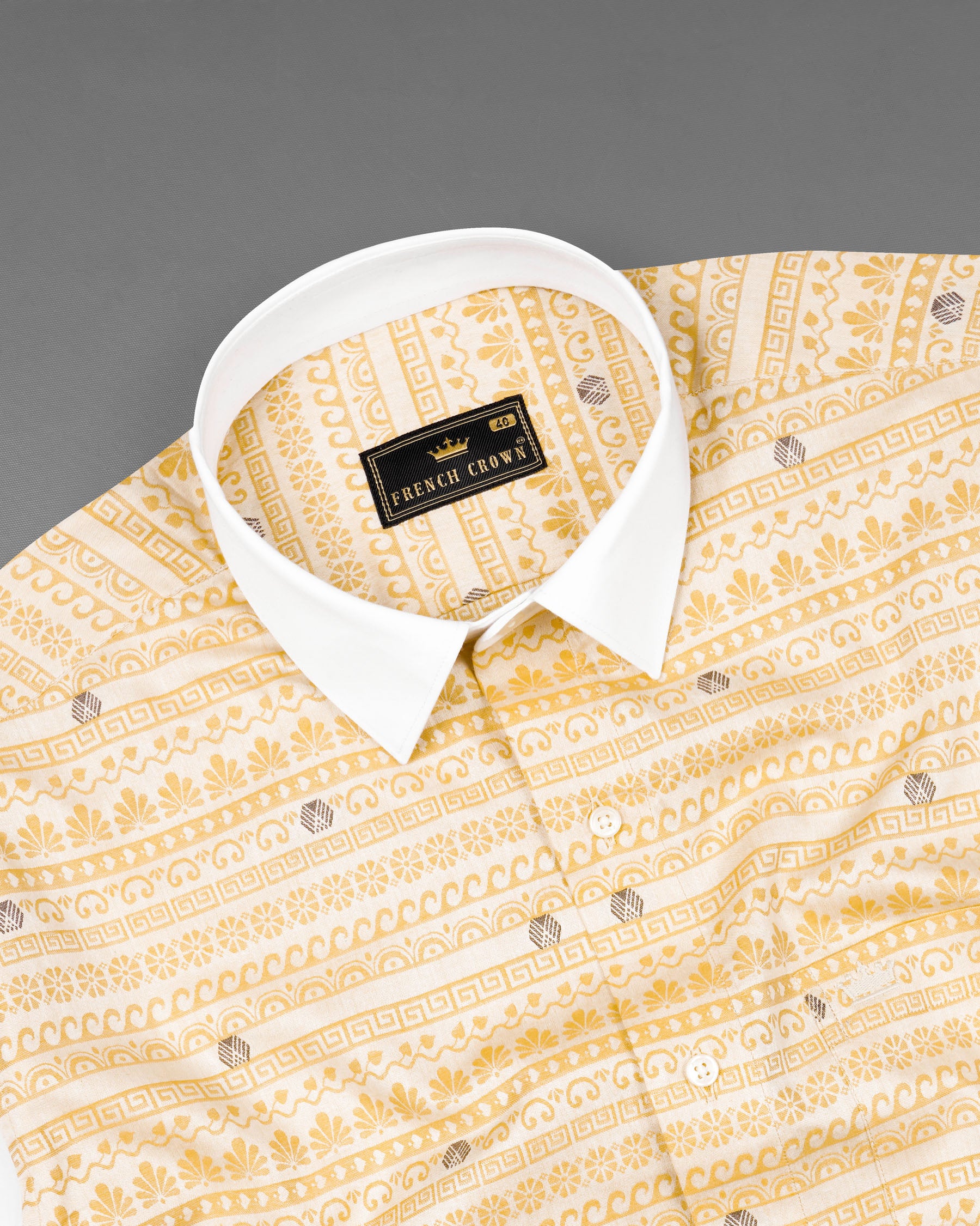 Apache Brown Tribal Jacquard Textured with White Collar and Sleeves Premium Giza Cotton Designer Shirt 7438-WCC-38, 7438-WCC-H-38, 7438-WCC-39, 7438-WCC-H-39, 7438-WCC-40, 7438-WCC-H-40, 7438-WCC-42, 7438-WCC-H-42, 7438-WCC-44, 7438-WCC-H-44, 7438-WCC-46, 7438-WCC-H-46, 7438-WCC-48, 7438-WCC-H-48, 7438-WCC-50, 7438-WCC-H-50, 7438-WCC-52, 7438-WCC-H-52
