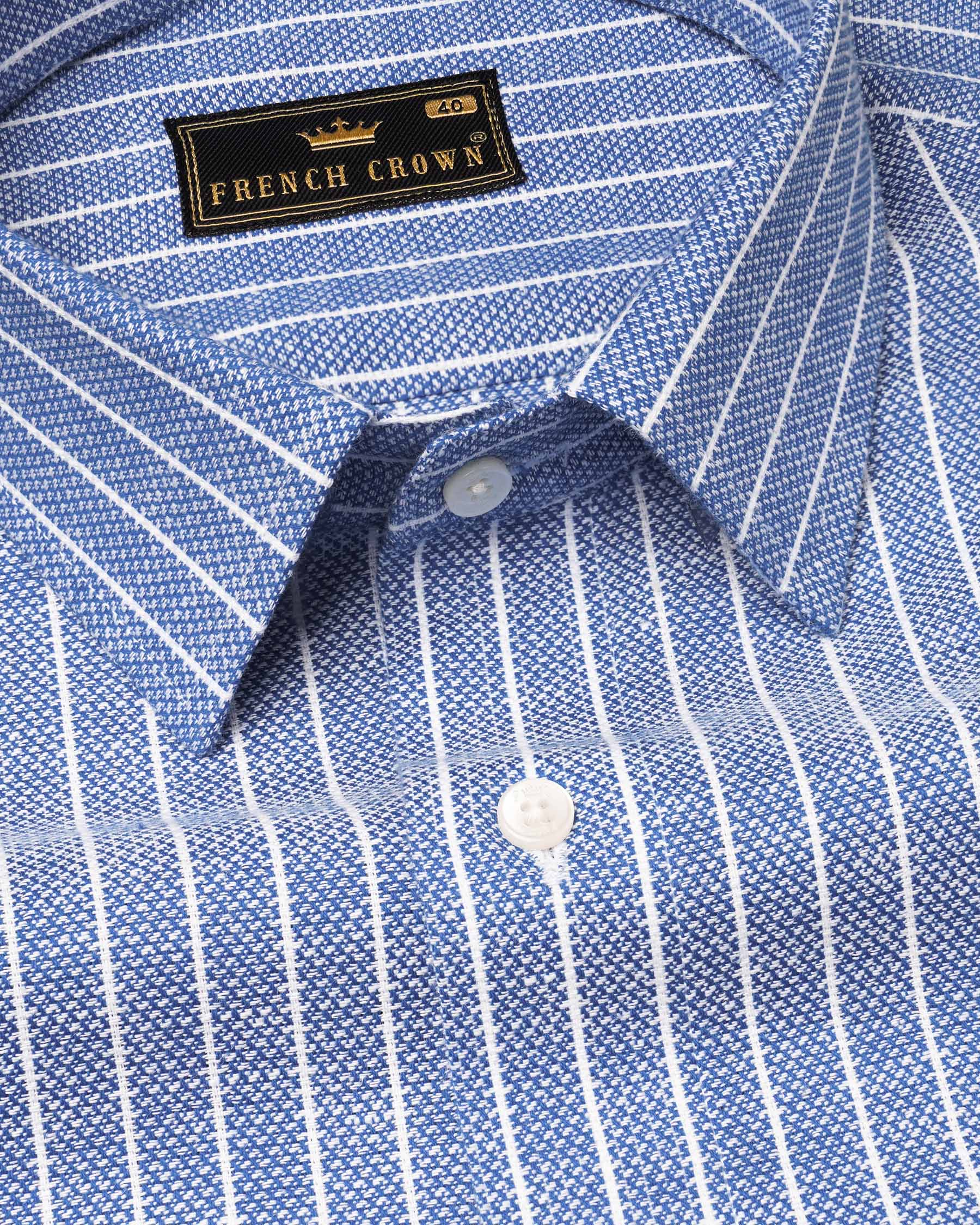 Glaucous Blue Striped Dobby Textured Premium Giza Cotton Shirt 7440-38, 7440-H-38, 7440-39, 7440-H-39, 7440-40, 7440-H-40, 7440-42, 7440-H-42, 7440-44, 7440-H-44, 7440-46, 7440-H-46, 7440-48, 7440-H-48, 7440-50, 7440-H-50, 7440-52, 7440-H-52