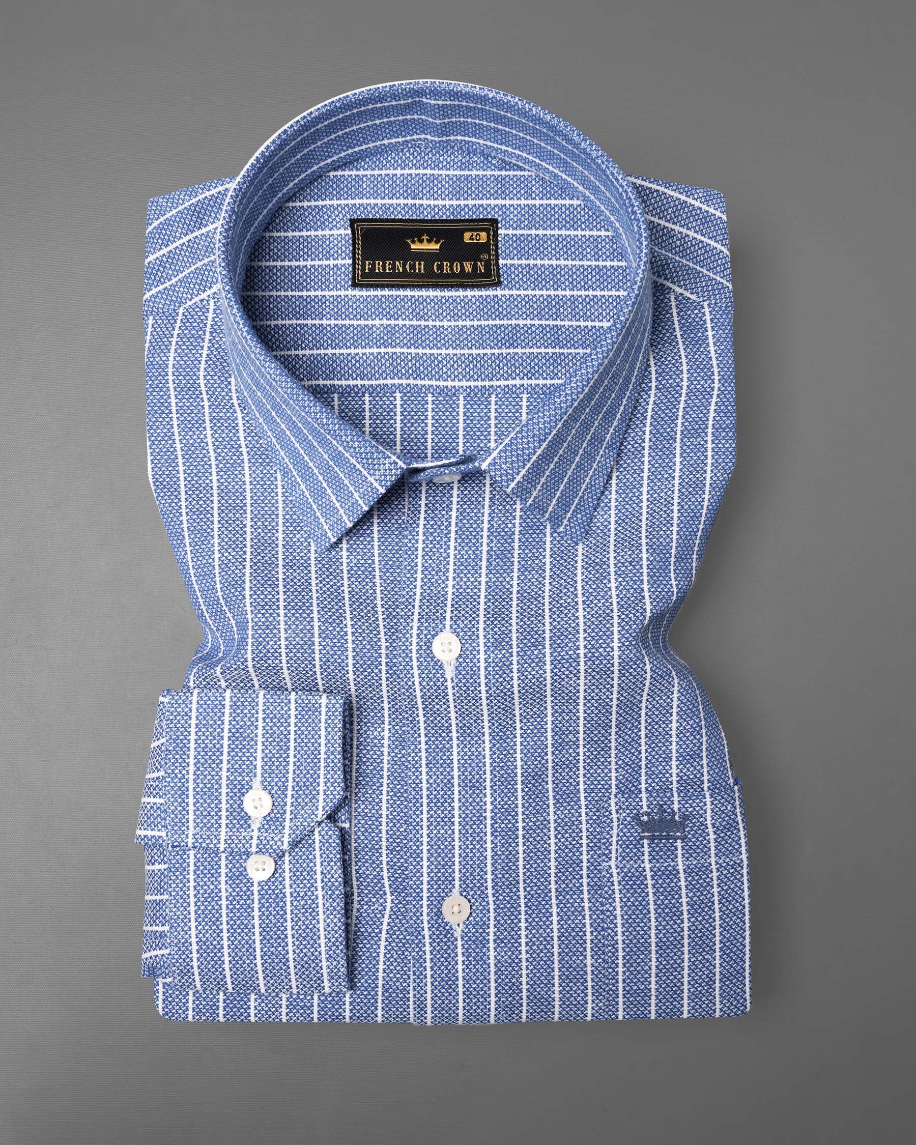 Glaucous Blue Striped Dobby Textured Premium Giza Cotton Shirt 7440-38, 7440-H-38, 7440-39, 7440-H-39, 7440-40, 7440-H-40, 7440-42, 7440-H-42, 7440-44, 7440-H-44, 7440-46, 7440-H-46, 7440-48, 7440-H-48, 7440-50, 7440-H-50, 7440-52, 7440-H-52