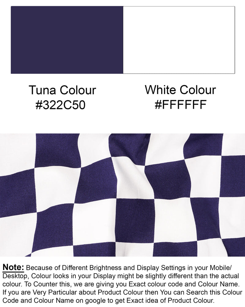 Tuna Blue and White Checked Premium Cotton Shirt 7443-BLE-38, 7443-BLE-H-38, 7443-BLE-39, 7443-BLE-H-39, 7443-BLE-40, 7443-BLE-H-40, 7443-BLE-42, 7443-BLE-H-42, 7443-BLE-44, 7443-BLE-H-44, 7443-BLE-46, 7443-BLE-H-46, 7443-BLE-48, 7443-BLE-H-48, 7443-BLE-50, 7443-BLE-H-50, 7443-BLE-52, 7443-BLE-H-52