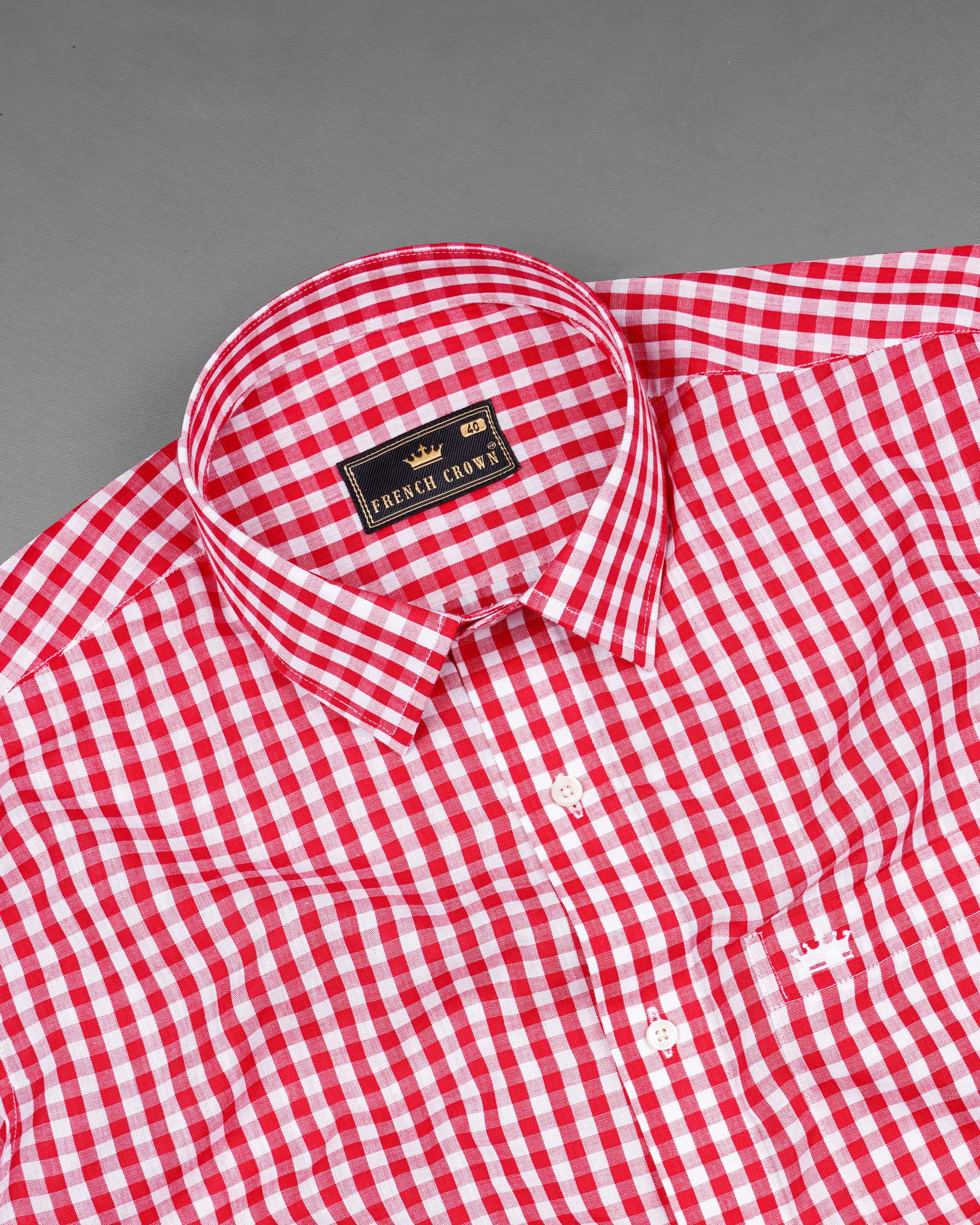 Flush Mahogany Red with White Gingham Checkered Premium Cotton Shirt 7444-38, 7444-H-38, 7444-39, 7444-H-39, 7444-40, 7444-H-40, 7444-42, 7444-H-42, 7444-44, 7444-H-44, 7444-46, 7444-H-46, 7444-48, 7444-H-48, 7444-50, 7444-H-50, 7444-52, 7444-H-52