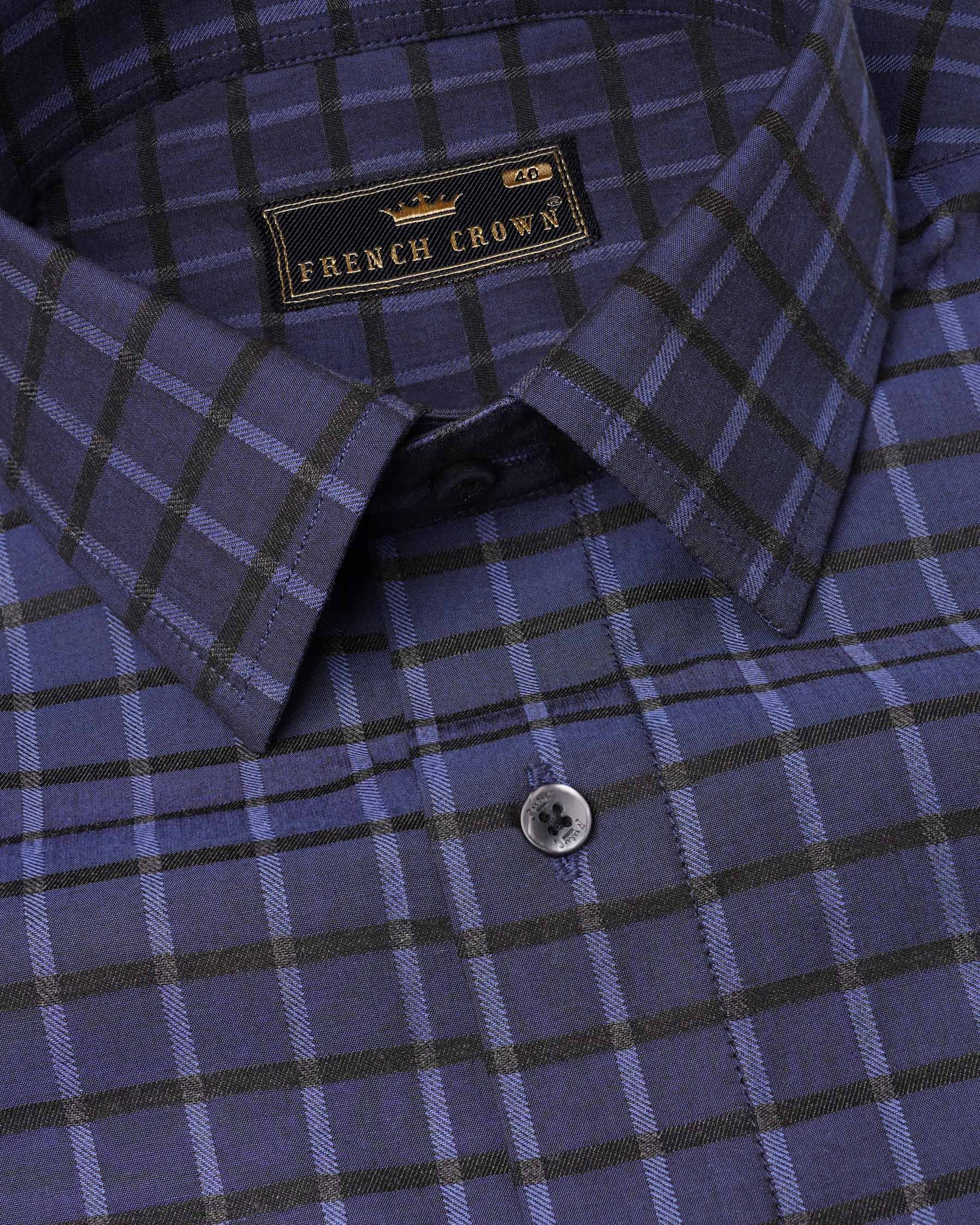 Gunmetal Blue Checkered Dobby Textured Premium Giza Cotton Shirt 7446-BLK-38, 7446-BLK-H-38, 7446-BLK-39, 7446-BLK-H-39, 7446-BLK-40, 7446-BLK-H-40, 7446-BLK-42, 7446-BLK-H-42, 7446-BLK-44, 7446-BLK-H-44, 7446-BLK-46, 7446-BLK-H-46, 7446-BLK-48, 7446-BLK-H-48, 7446-BLK-50, 7446-BLK-H-50, 7446-BLK-52, 7446-BLK-H-52