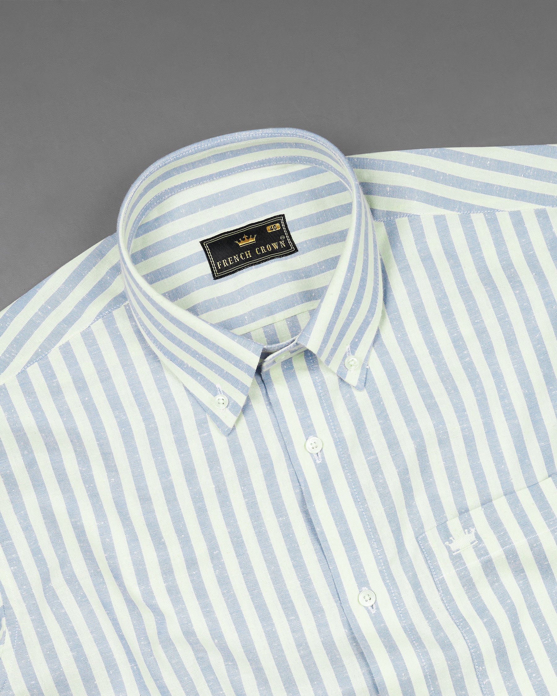 Geyser Blue and off White Striped Luxurious Linen Shirt  7456-BD-38, 7456-BD-H-38, 7456-BD-39, 7456-BD-H-39, 7456-BD-40, 7456-BD-H-40, 7456-BD-42, 7456-BD-H-42, 7456-BD-44, 7456-BD-H-44, 7456-BD-46, 7456-BD-H-46, 7456-BD-48, 7456-BD-H-48, 7456-BD-50, 7456-BD-H-50, 7456-BD-52, 7456-BD-H-52