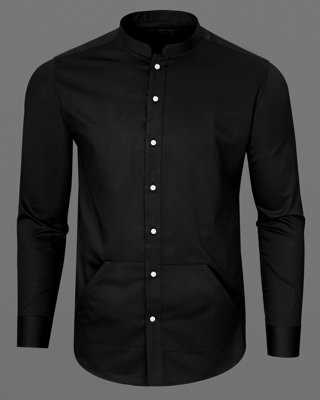 Black shirt with grey pants