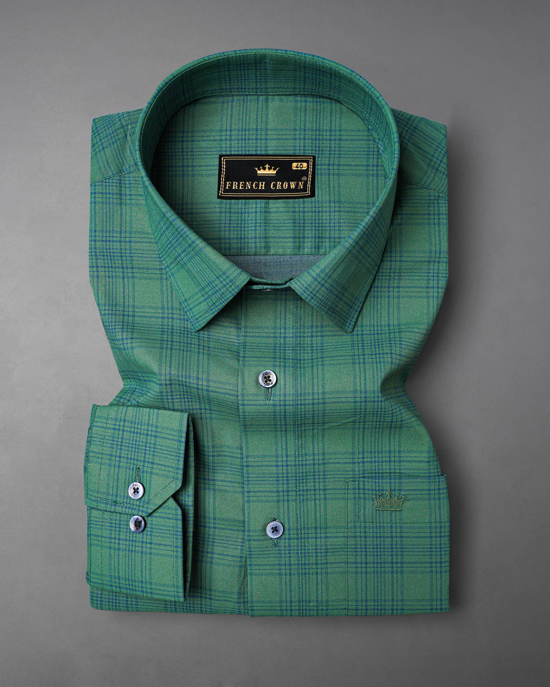 Viridian Green Plaid Premium Cotton Shirt 7475-BLE-38, 7475-BLE-H-38, 7475-BLE-39, 7475-BLE-H-39, 7475-BLE-40, 7475-BLE-H-40, 7475-BLE-42, 7475-BLE-H-42, 7475-BLE-44, 7475-BLE-H-44, 7475-BLE-46, 7475-BLE-H-46, 7475-BLE-48, 7475-BLE-H-48, 7475-BLE-50, 7475-BLE-H-50, 7475-BLE-52, 7475-BLE-H-52