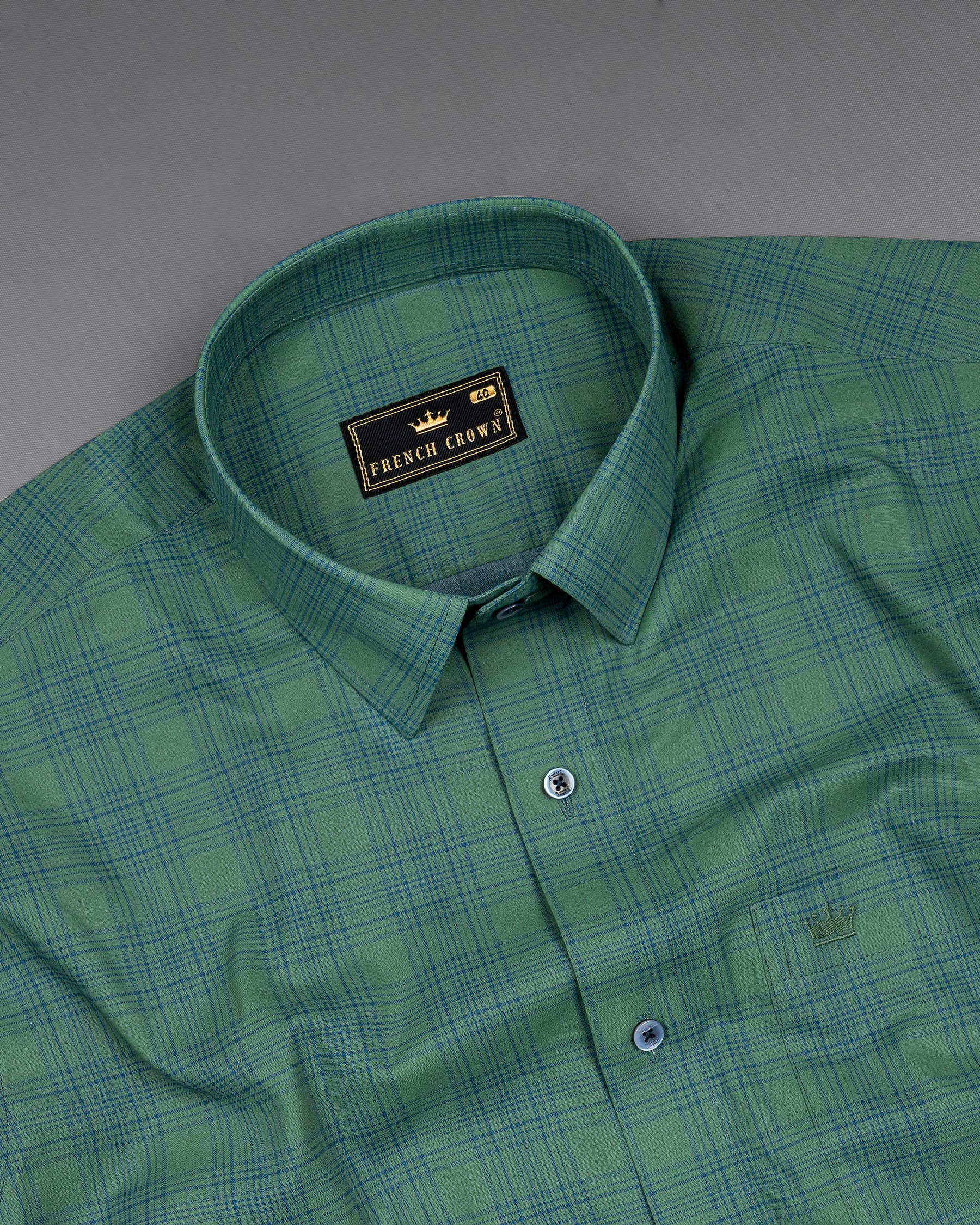 Viridian Green Plaid Premium Cotton Shirt 7475-BLE-38, 7475-BLE-H-38, 7475-BLE-39, 7475-BLE-H-39, 7475-BLE-40, 7475-BLE-H-40, 7475-BLE-42, 7475-BLE-H-42, 7475-BLE-44, 7475-BLE-H-44, 7475-BLE-46, 7475-BLE-H-46, 7475-BLE-48, 7475-BLE-H-48, 7475-BLE-50, 7475-BLE-H-50, 7475-BLE-52, 7475-BLE-H-52