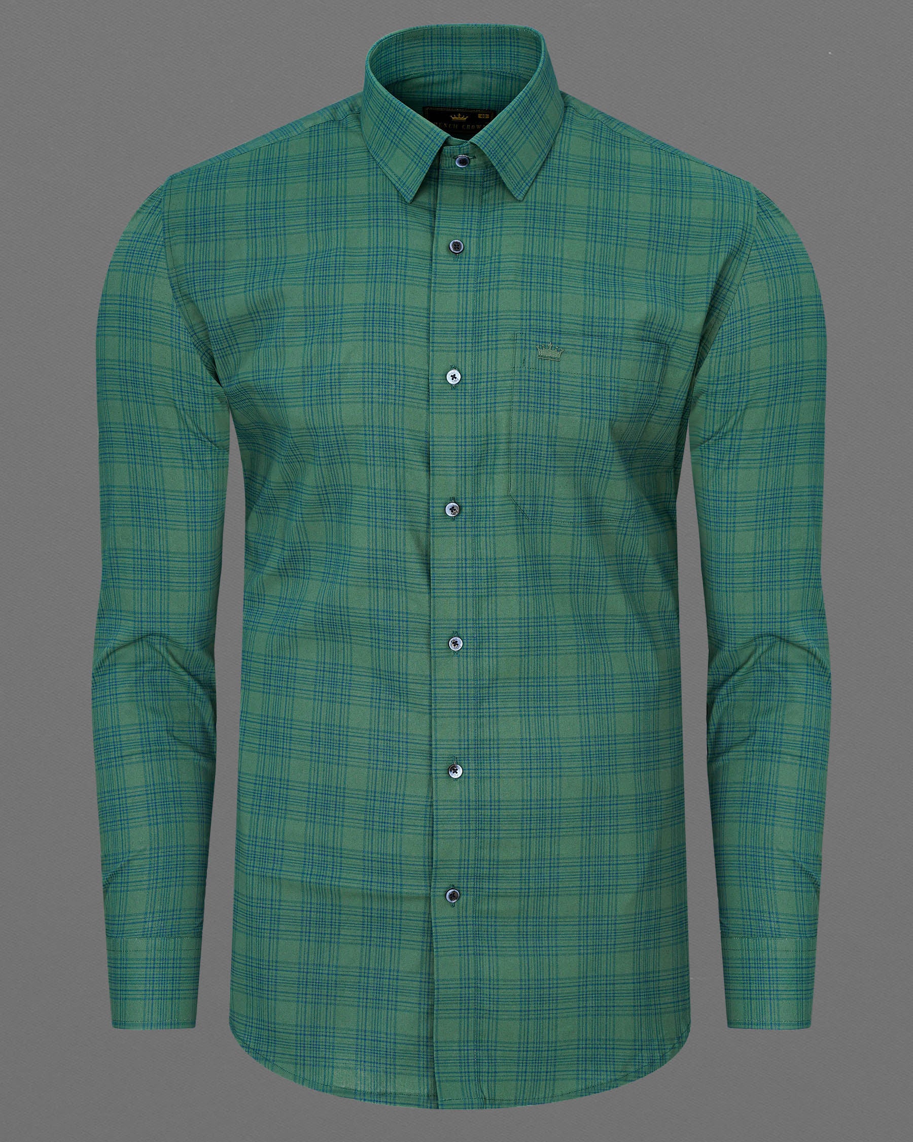 Viridian Green Plaid Premium Cotton Shirt 7475-BLE-38, 7475-BLE-H-38, 7475-BLE-39, 7475-BLE-H-39, 7475-BLE-40, 7475-BLE-H-40, 7475-BLE-42, 7475-BLE-H-42, 7475-BLE-44, 7475-BLE-H-44, 7475-BLE-46, 7475-BLE-H-46, 7475-BLE-48, 7475-BLE-H-48, 7475-BLE-50, 7475-BLE-H-50, 7475-BLE-52, 7475-BLE-H-52