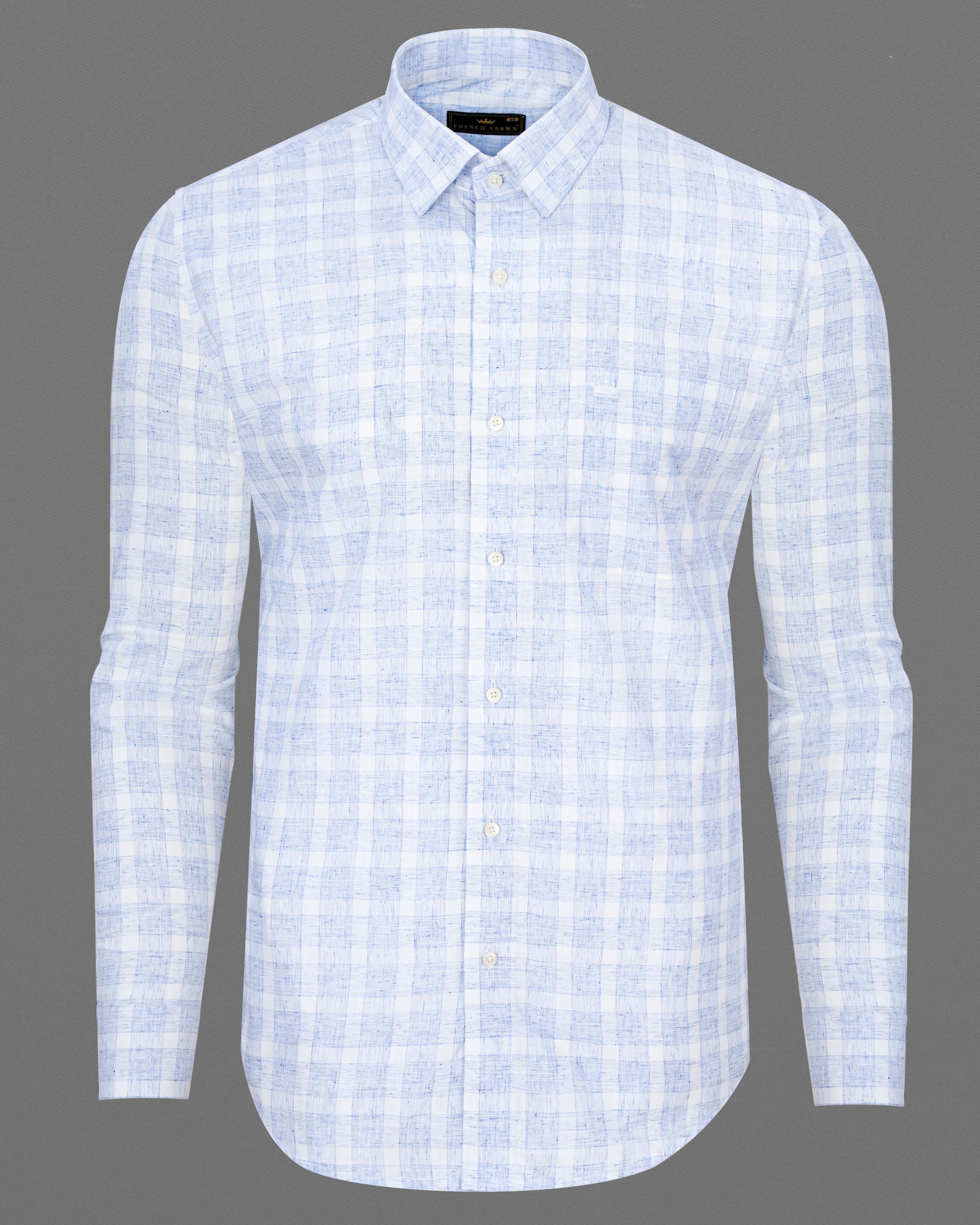 Platinum Blue Plaid Luxurious Linen Shirt 7487-38, 7487-H-38, 7487-39, 7487-H-39, 7487-40, 7487-H-40, 7487-42, 7487-H-42, 7487-44, 7487-H-44, 7487-46, 7487-H-46, 7487-48, 7487-H-48, 7487-50, 7487-H-50, 7487-52, 7487-H-52