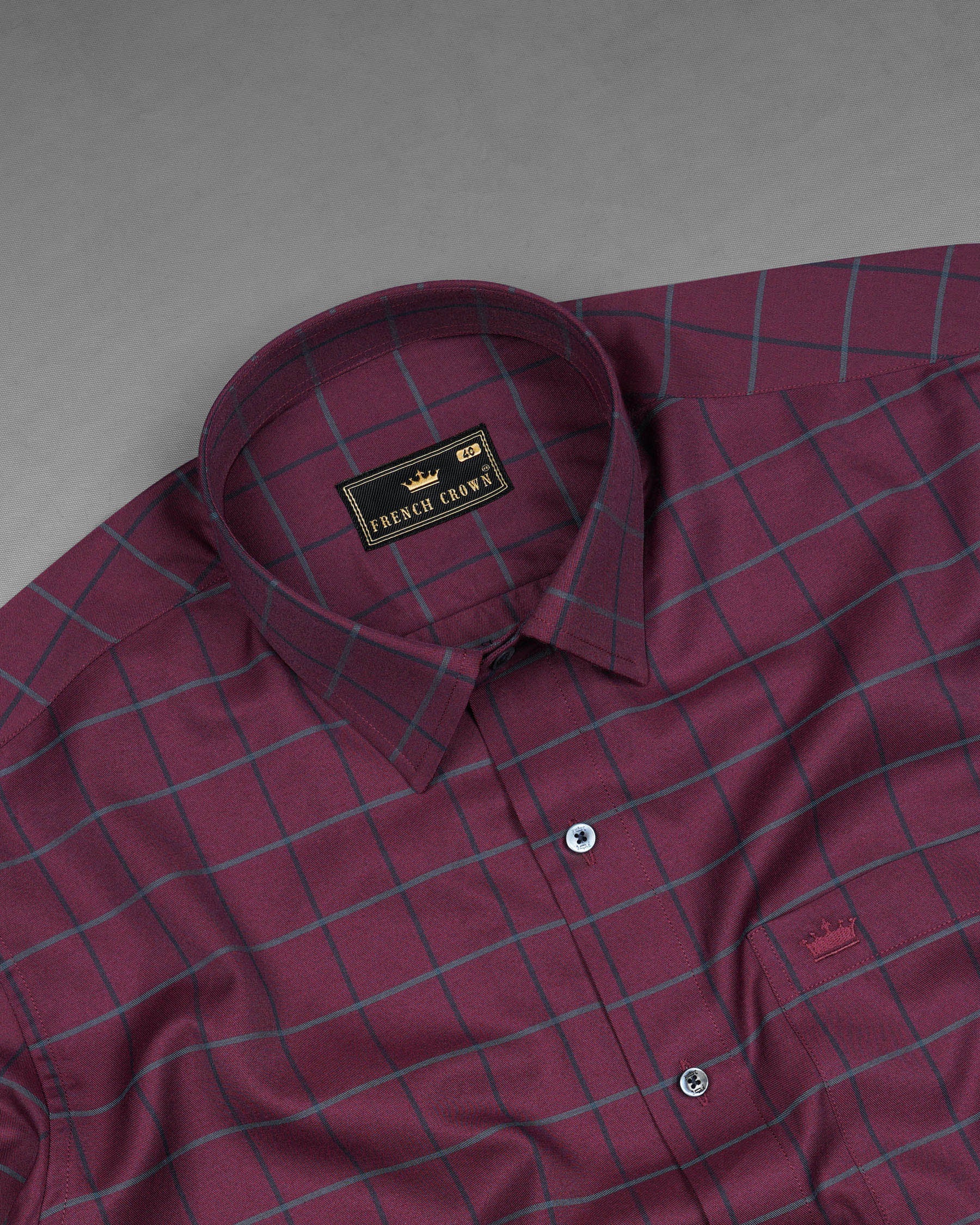 Siren Maroon Twill Plaid Premium Cotton Shirt 7488-BLE-38, 7488-BLE-H-38, 7488-BLE-39, 7488-BLE-H-39, 7488-BLE-40, 7488-BLE-H-40, 7488-BLE-42, 7488-BLE-H-42, 7488-BLE-44, 7488-BLE-H-44, 7488-BLE-46, 7488-BLE-H-46, 7488-BLE-48, 7488-BLE-H-48, 7488-BLE-50, 7488-BLE-H-50, 7488-BLE-52, 7488-BLE-H-52