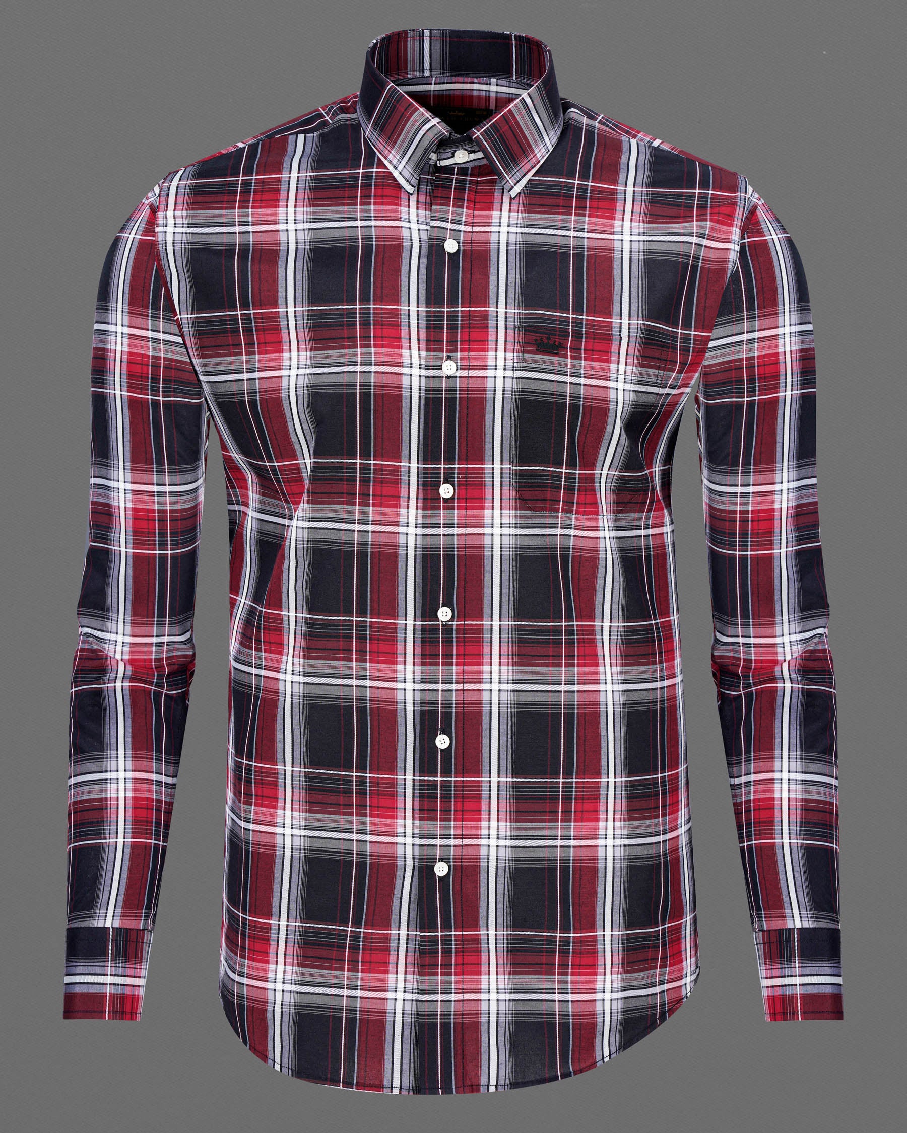 Jade Black and Fire Brick Red Plaid Dobby Textured Premium Giza Cotton Shirt 7490-38, 7490-H-38, 7490-39, 7490-H-39, 7490-40, 7490-H-40, 7490-42, 7490-H-42, 7490-44, 7490-H-44, 7490-46, 7490-H-46, 7490-48, 7490-H-48, 7490-50, 7490-H-50, 7490-52, 7490-H-52