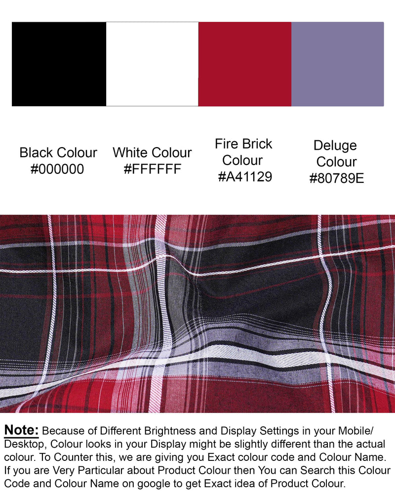 Jade Black and Fire Brick Red Plaid Dobby Textured Premium Giza Cotton Shirt 7490-38, 7490-H-38, 7490-39, 7490-H-39, 7490-40, 7490-H-40, 7490-42, 7490-H-42, 7490-44, 7490-H-44, 7490-46, 7490-H-46, 7490-48, 7490-H-48, 7490-50, 7490-H-50, 7490-52, 7490-H-52
