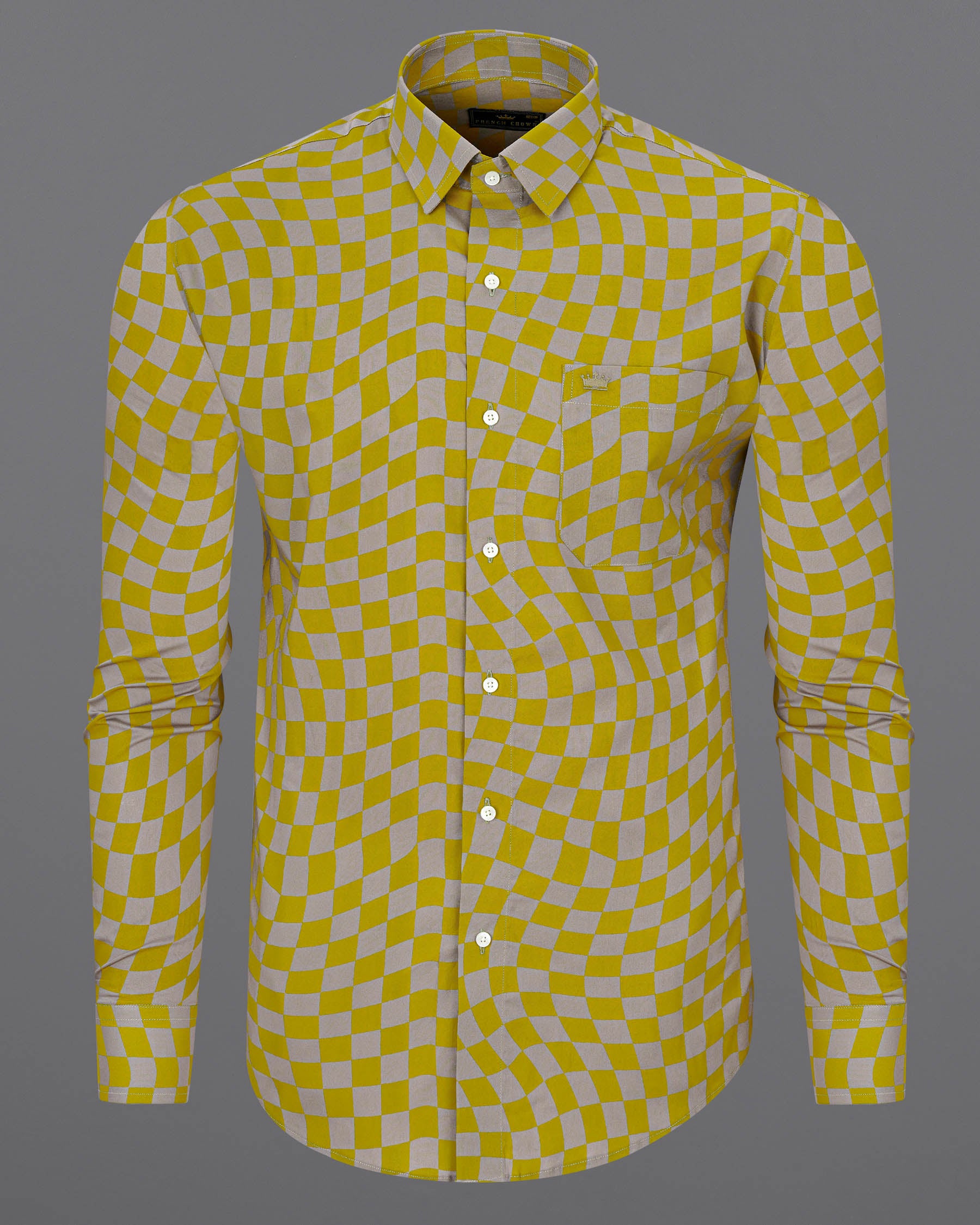 Brass Mustard Yellow with Zorba Gray Checked Premium Cotton Shirt 7494-38, 7494-H-38, 7494-39, 7494-H-39, 7494-40, 7494-H-40, 7494-42, 7494-H-42, 7494-44, 7494-H-44, 7494-46, 7494-H-46, 7494-48, 7494-H-48, 7494-50, 7494-H-50, 7494-52, 7494-H-52