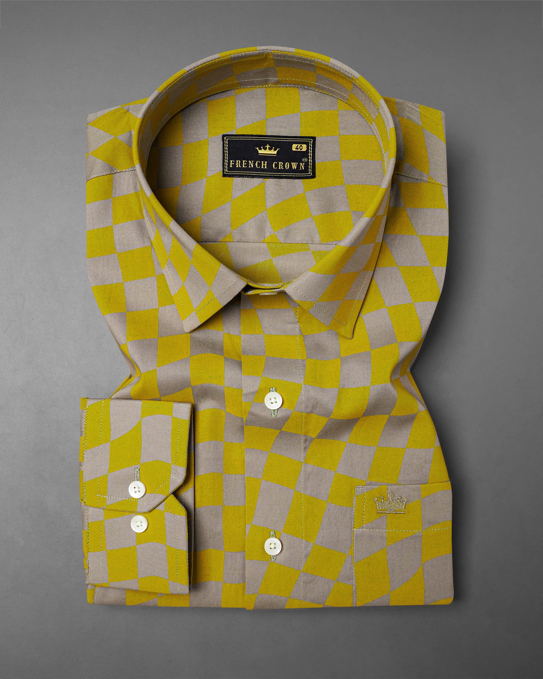 Brass Mustard Yellow with Zorba Gray Checked Premium Cotton Shirt 7494-38, 7494-H-38, 7494-39, 7494-H-39, 7494-40, 7494-H-40, 7494-42, 7494-H-42, 7494-44, 7494-H-44, 7494-46, 7494-H-46, 7494-48, 7494-H-48, 7494-50, 7494-H-50, 7494-52, 7494-H-52