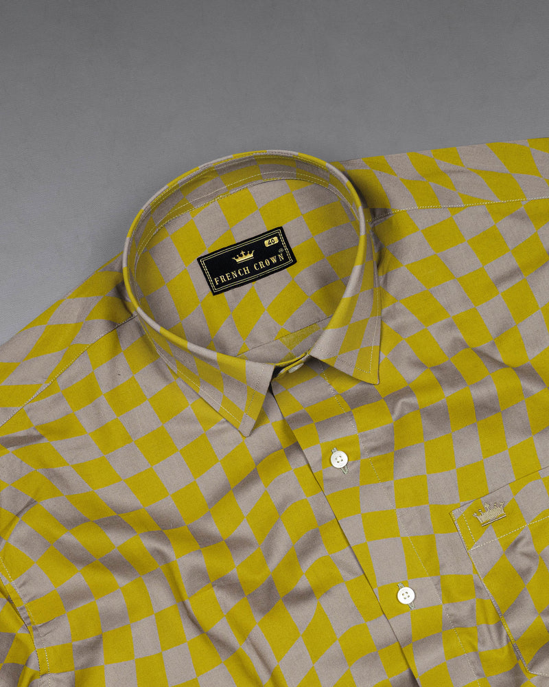 Brass Mustard Yellow with Zorba Gray Checked Premium Cotton Shirt 7494-38, 7494-H-38, 7494-39, 7494-H-39, 7494-40, 7494-H-40, 7494-42, 7494-H-42, 7494-44, 7494-H-44, 7494-46, 7494-H-46, 7494-48, 7494-H-48, 7494-50, 7494-H-50, 7494-52, 7494-H-52