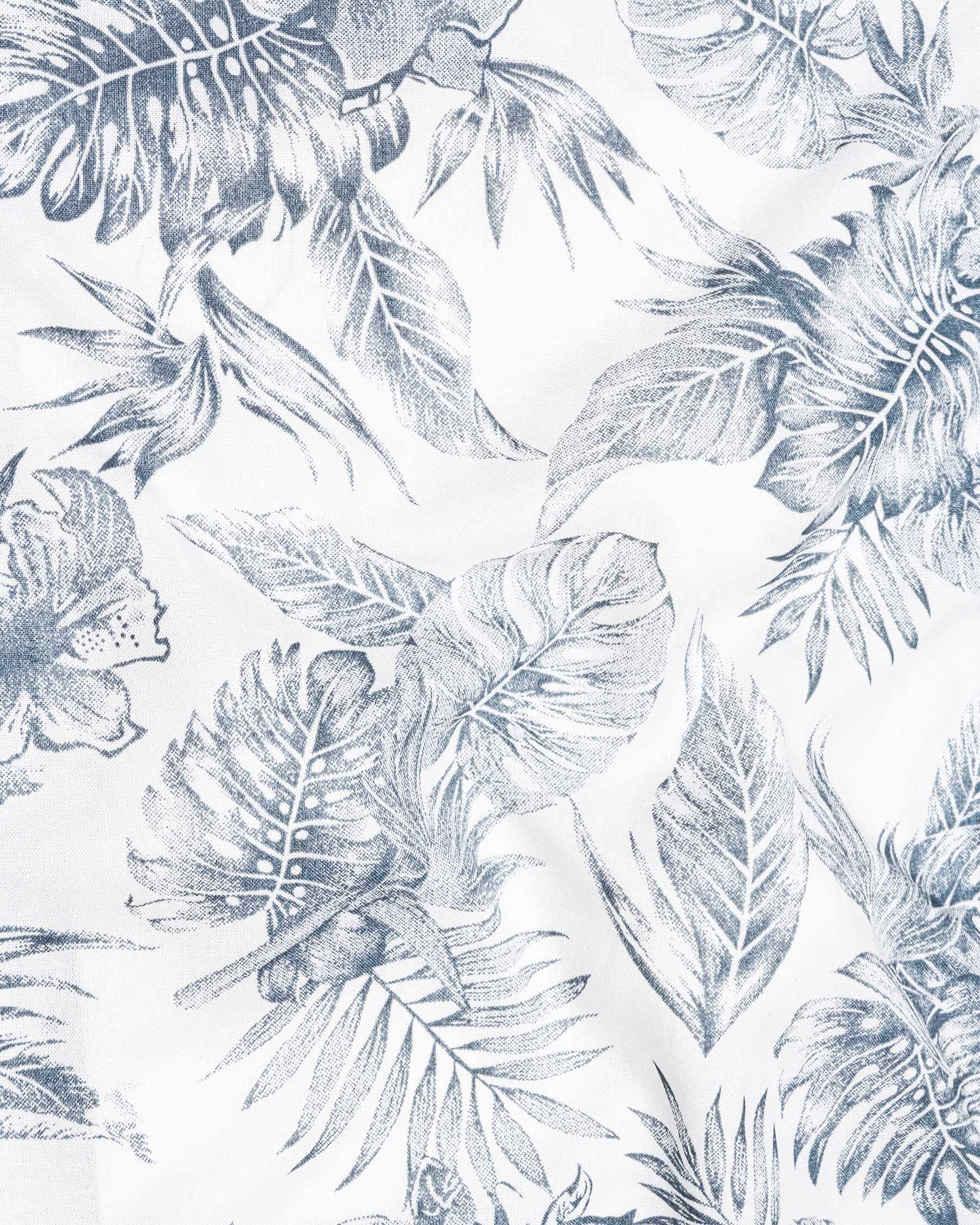 Bright White With Mountain Gray Leaves Printed Premium Tencel Beach Shirt 7501-38, 7501-H-38, 7501-39, 7501-H-39, 7501-40, 7501-H-40, 7501-42, 7501-H-42, 7501-44, 7501-H-44, 7501-46, 7501-H-46, 7501-48, 7501-H-48, 7501-50, 7501-H-50, 7501-52, 7501-H-52