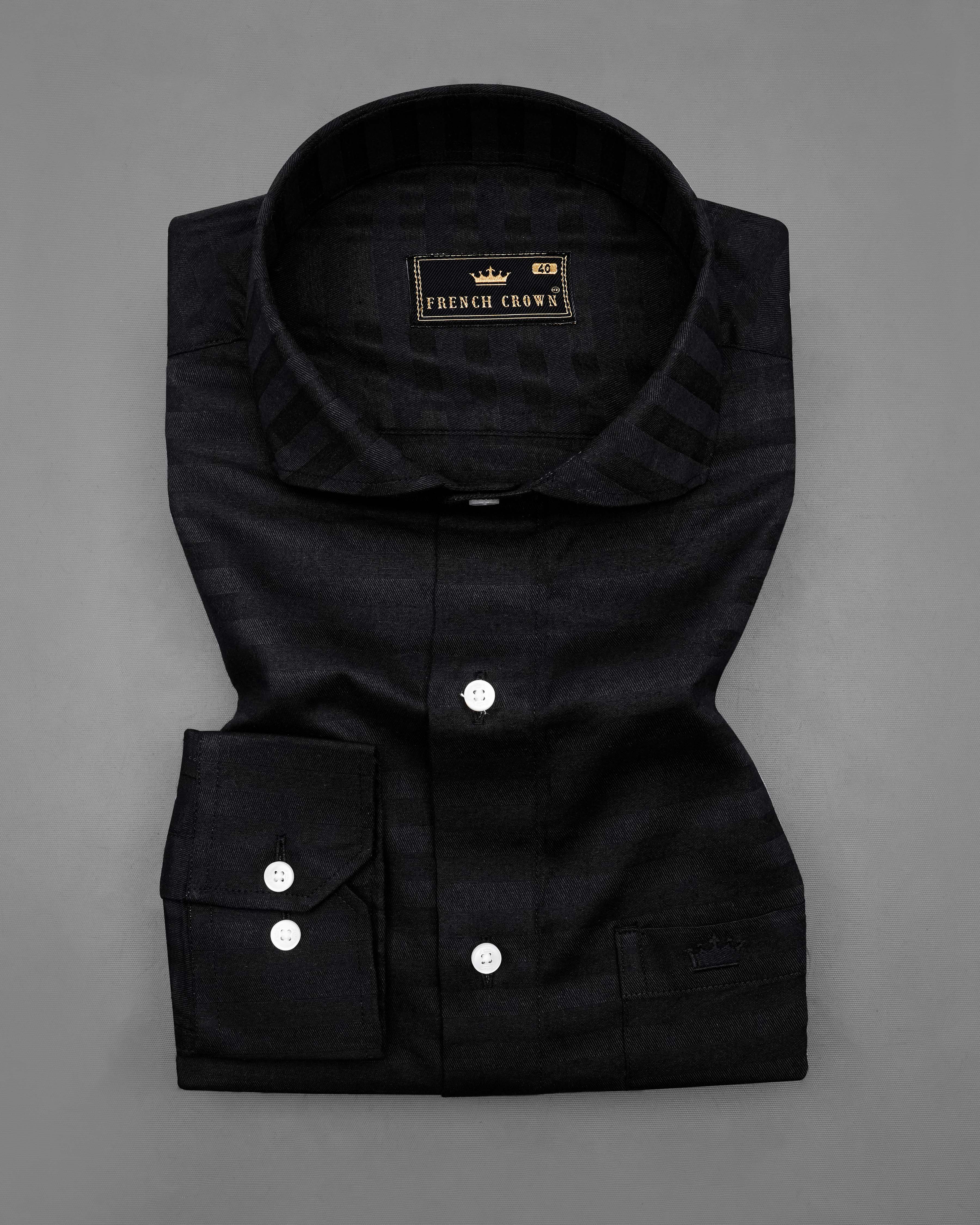 Jade Black Subtle Striped Dobby Textured Premium Giza Cotton Shirt 7508-CA-38, 7508-CA-H-38, 7508-CA-39, 7508-CA-H-39, 7508-CA-40, 7508-CA-H-40, 7508-CA-42, 7508-CA-H-42, 7508-CA-44, 7508-CA-H-44, 7508-CA-46, 7508-CA-H-46, 7508-CA-48, 7508-CA-H-48, 7508-CA-50, 7508-CA-H-50, 7508-CA-52, 7508-CA-H-52