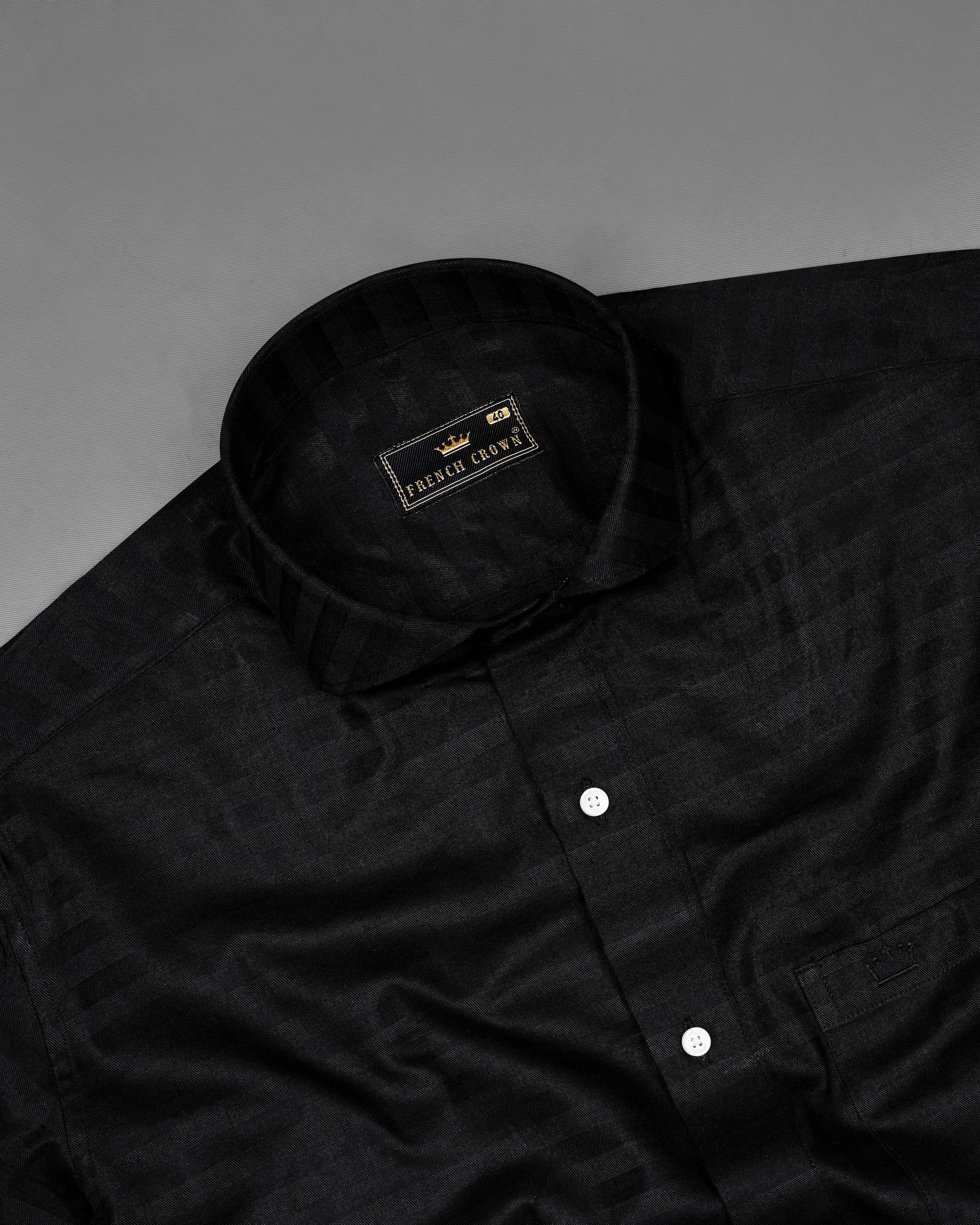 Jade Black Subtle Striped Dobby Textured Premium Giza Cotton Shirt 7508-CA-38, 7508-CA-H-38, 7508-CA-39, 7508-CA-H-39, 7508-CA-40, 7508-CA-H-40, 7508-CA-42, 7508-CA-H-42, 7508-CA-44, 7508-CA-H-44, 7508-CA-46, 7508-CA-H-46, 7508-CA-48, 7508-CA-H-48, 7508-CA-50, 7508-CA-H-50, 7508-CA-52, 7508-CA-H-52