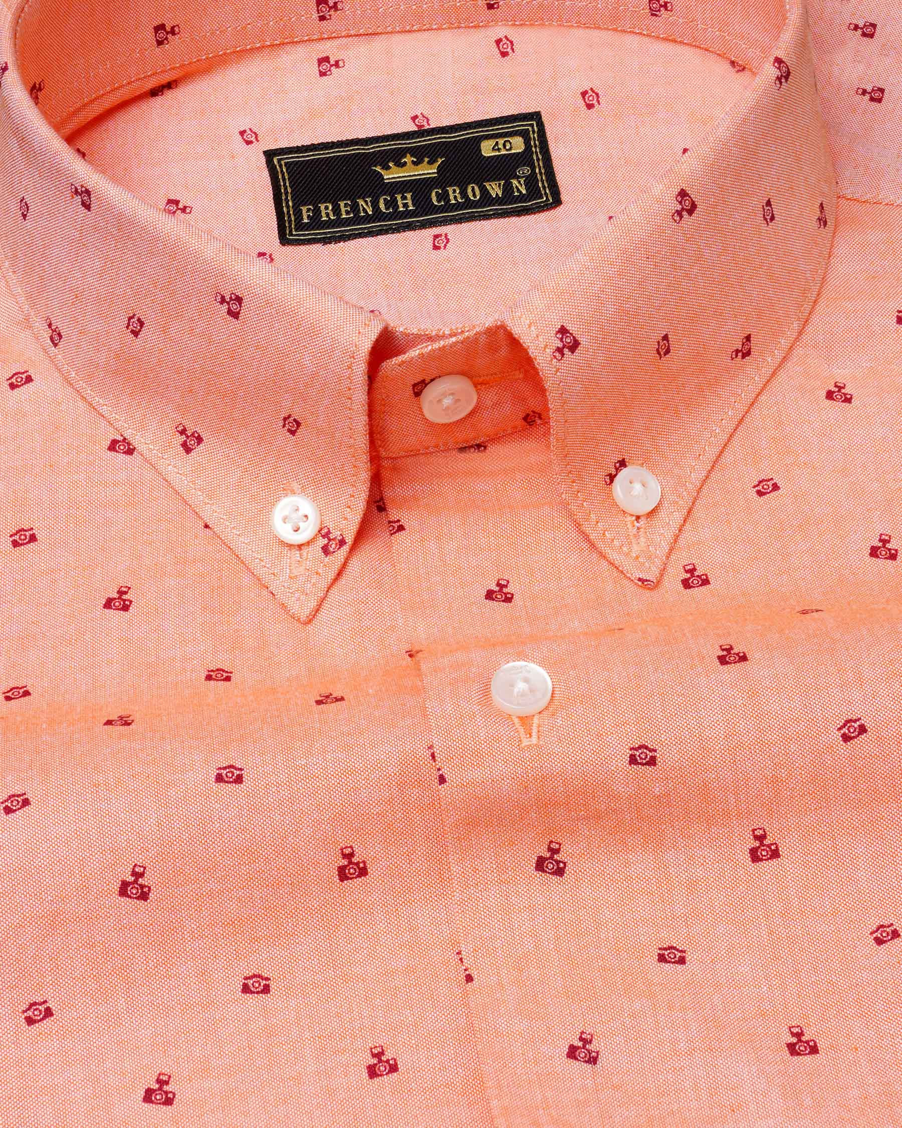 Dark Salmon Peach Camera Print Royal Oxford Shirt  7510-BD-38, 7510-BD-H-38, 7510-BD-39, 7510-BD-H-39, 7510-BD-40, 7510-BD-H-40, 7510-BD-42, 7510-BD-H-42, 7510-BD-44, 7510-BD-H-44, 7510-BD-46, 7510-BD-H-46, 7510-BD-48, 7510-BD-H-48, 7510-BD-50, 7510-BD-H-50, 7510-BD-52, 7510-BD-H-52