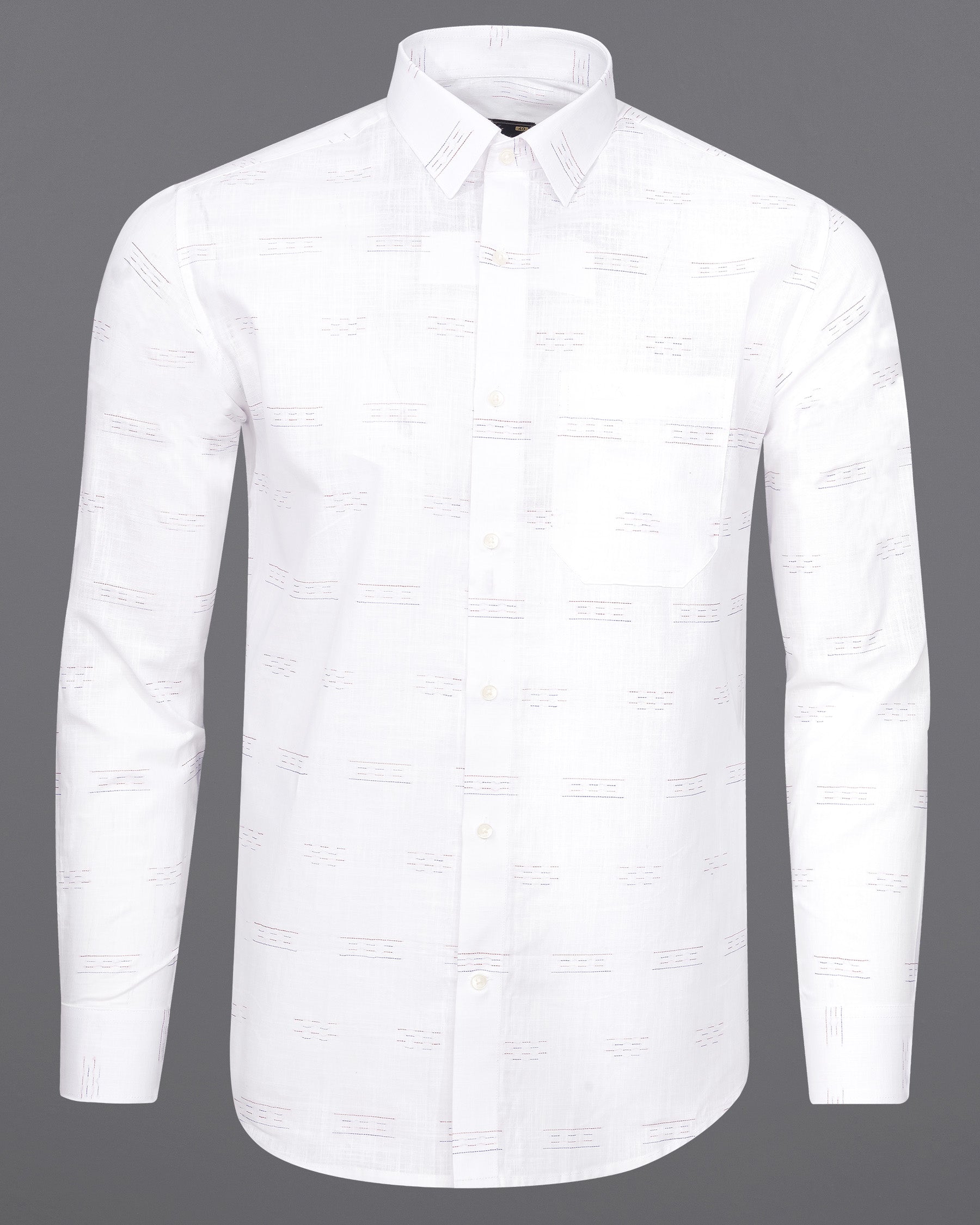 Bright White with Small Multicolor Dobby Textured Luxurious Linen Shirt 7522-38, 7522-H-38, 7522-39, 7522-H-39, 7522-40, 7522-H-40, 7522-42, 7522-H-42, 7522-44, 7522-H-44, 7522-46, 7522-H-46, 7522-48, 7522-H-48, 7522-50, 7522-H-50, 7522-52, 7522-H-52