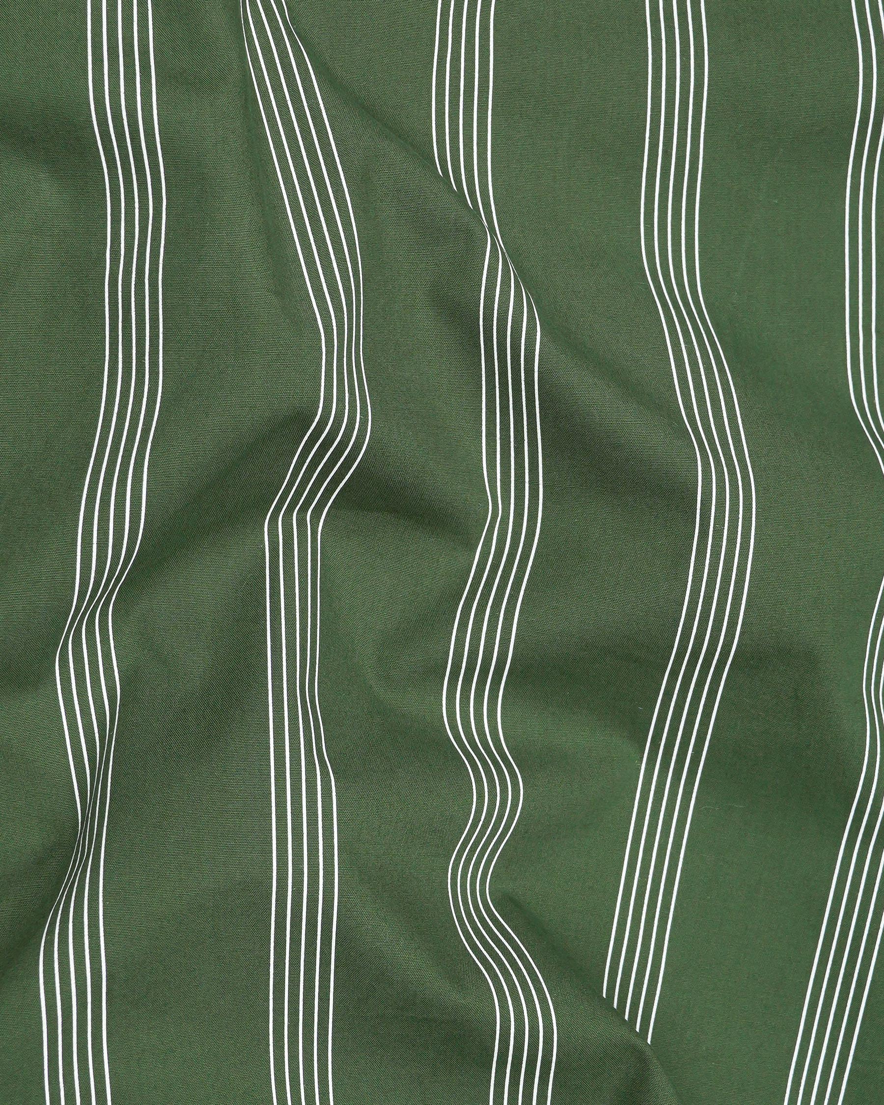 Finlandia Green Casual Stripes Premium Cotton Indian Kurta Style Shirt ...