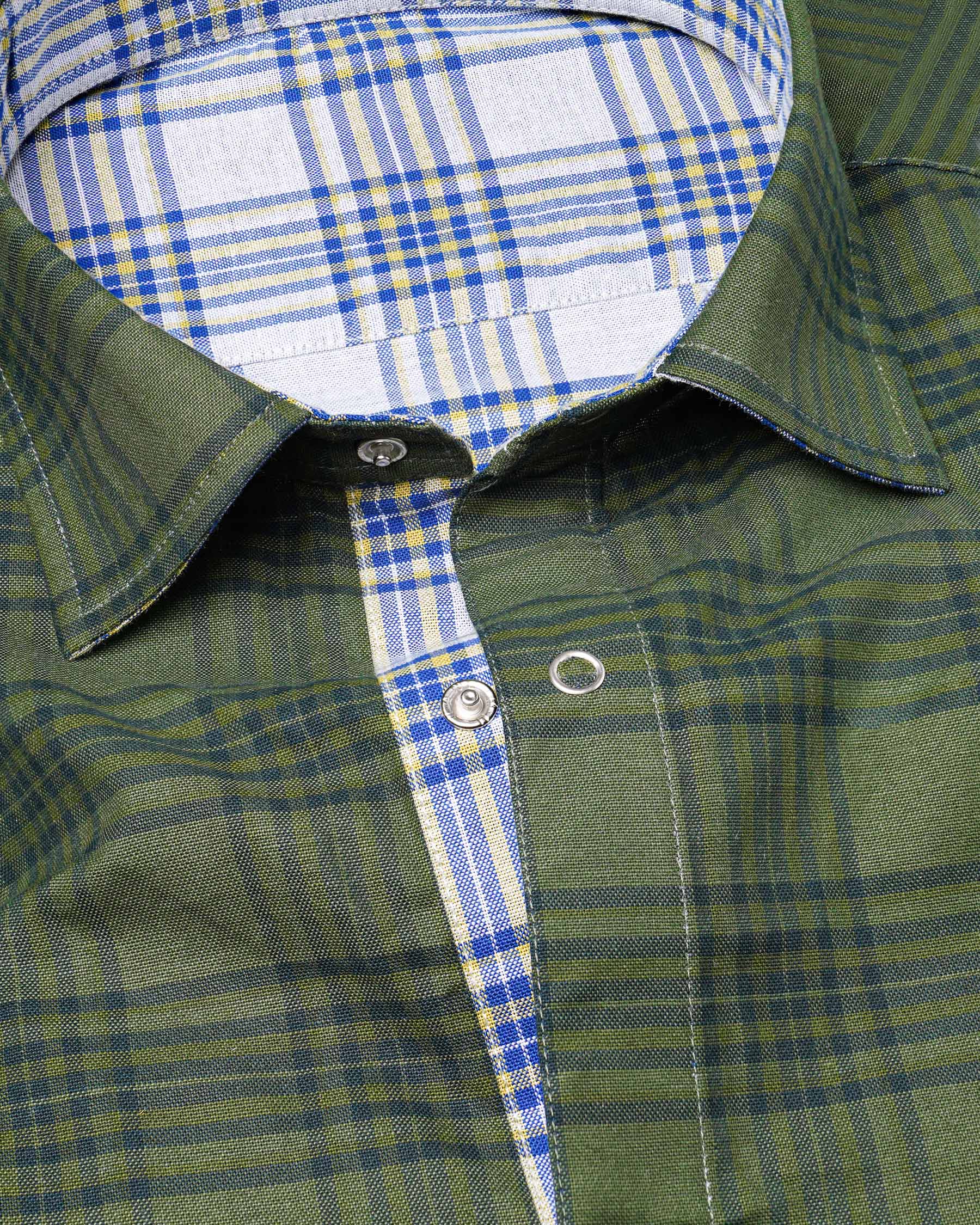 Wood Green and Bright White Plaid Royal Oxford Reversible Shirt 7538-38, 7538-H-38, 7538-39, 7538-H-39, 7538-40, 7538-H-40, 7538-42, 7538-H-42, 7538-44, 7538-H-44, 7538-46, 7538-H-46, 7538-48, 7538-H-48, 7538-50, 7538-H-50, 7538-52, 7538-H-52