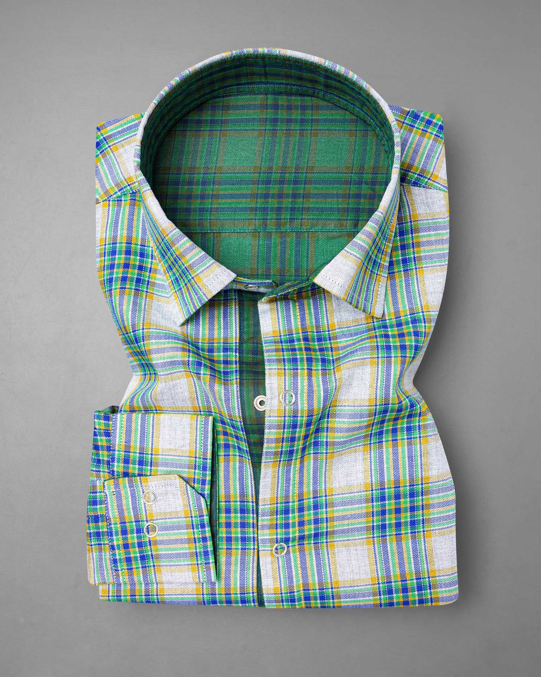 Cactus Green Plaid and Solitude White Plaid Herringbone Reversible Shirt 7539-38, 7539-H-38, 7539-39, 7539-H-39, 7539-40, 7539-H-40, 7539-42, 7539-H-42, 7539-44, 7539-H-44, 7539-46, 7539-H-46, 7539-48, 7539-H-48, 7539-50, 7539-H-50, 7539-52, 7539-H-52