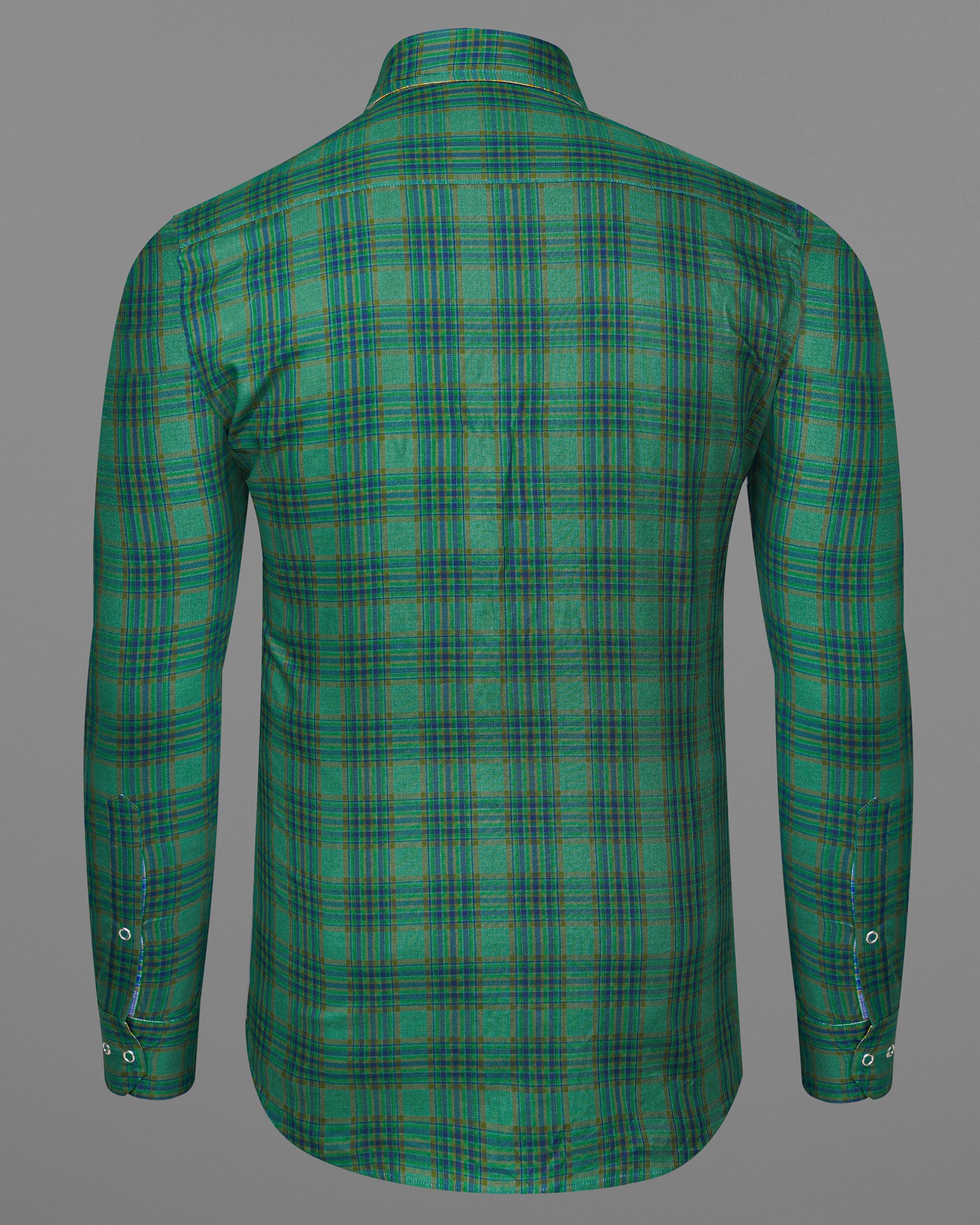 Cactus Green Plaid and Solitude White Plaid Herringbone Reversible Shirt 7539-38, 7539-H-38, 7539-39, 7539-H-39, 7539-40, 7539-H-40, 7539-42, 7539-H-42, 7539-44, 7539-H-44, 7539-46, 7539-H-46, 7539-48, 7539-H-48, 7539-50, 7539-H-50, 7539-52, 7539-H-52