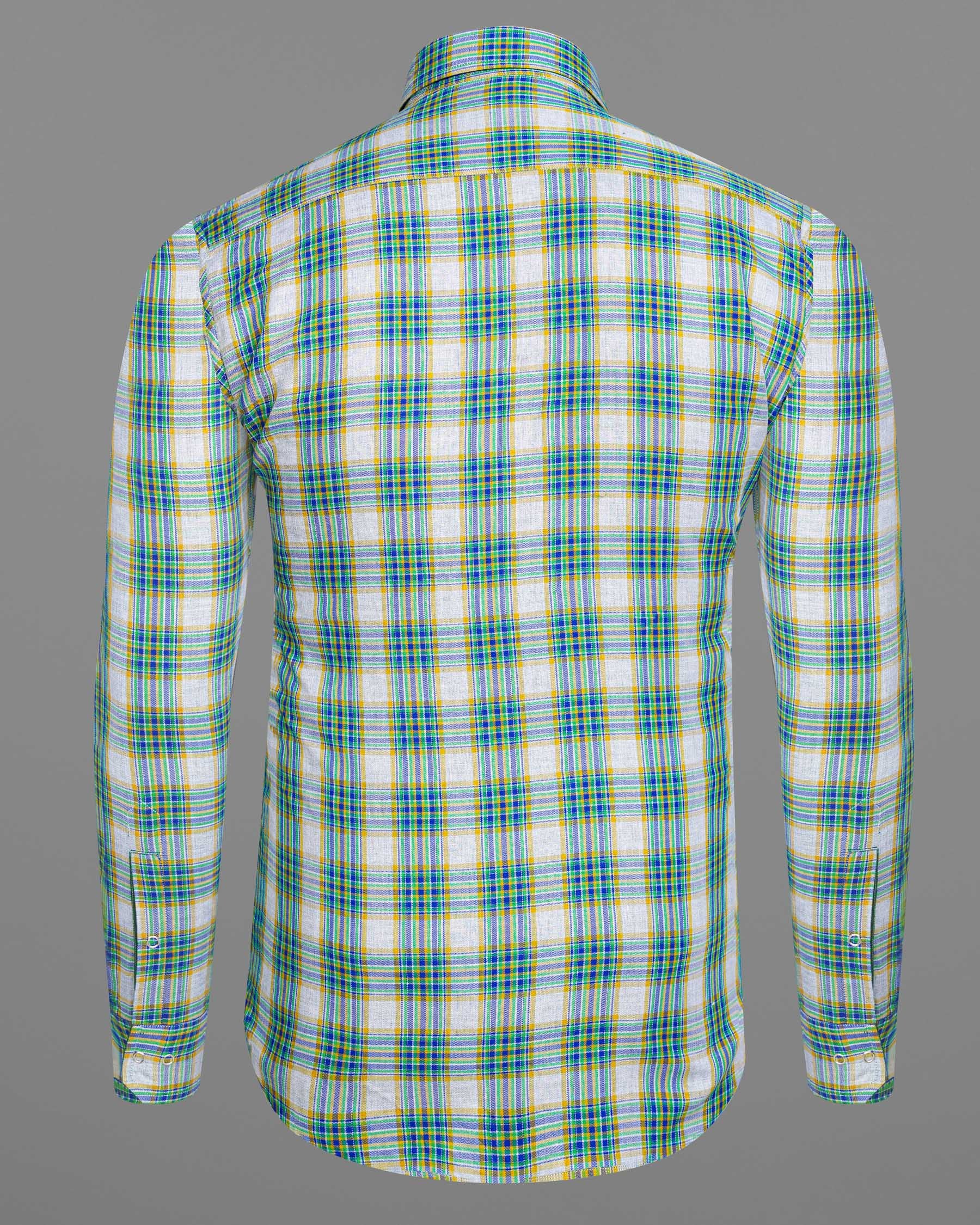 Cactus Green Plaid and Solitude White Plaid Herringbone Reversible Shirt 7539-38, 7539-H-38, 7539-39, 7539-H-39, 7539-40, 7539-H-40, 7539-42, 7539-H-42, 7539-44, 7539-H-44, 7539-46, 7539-H-46, 7539-48, 7539-H-48, 7539-50, 7539-H-50, 7539-52, 7539-H-52