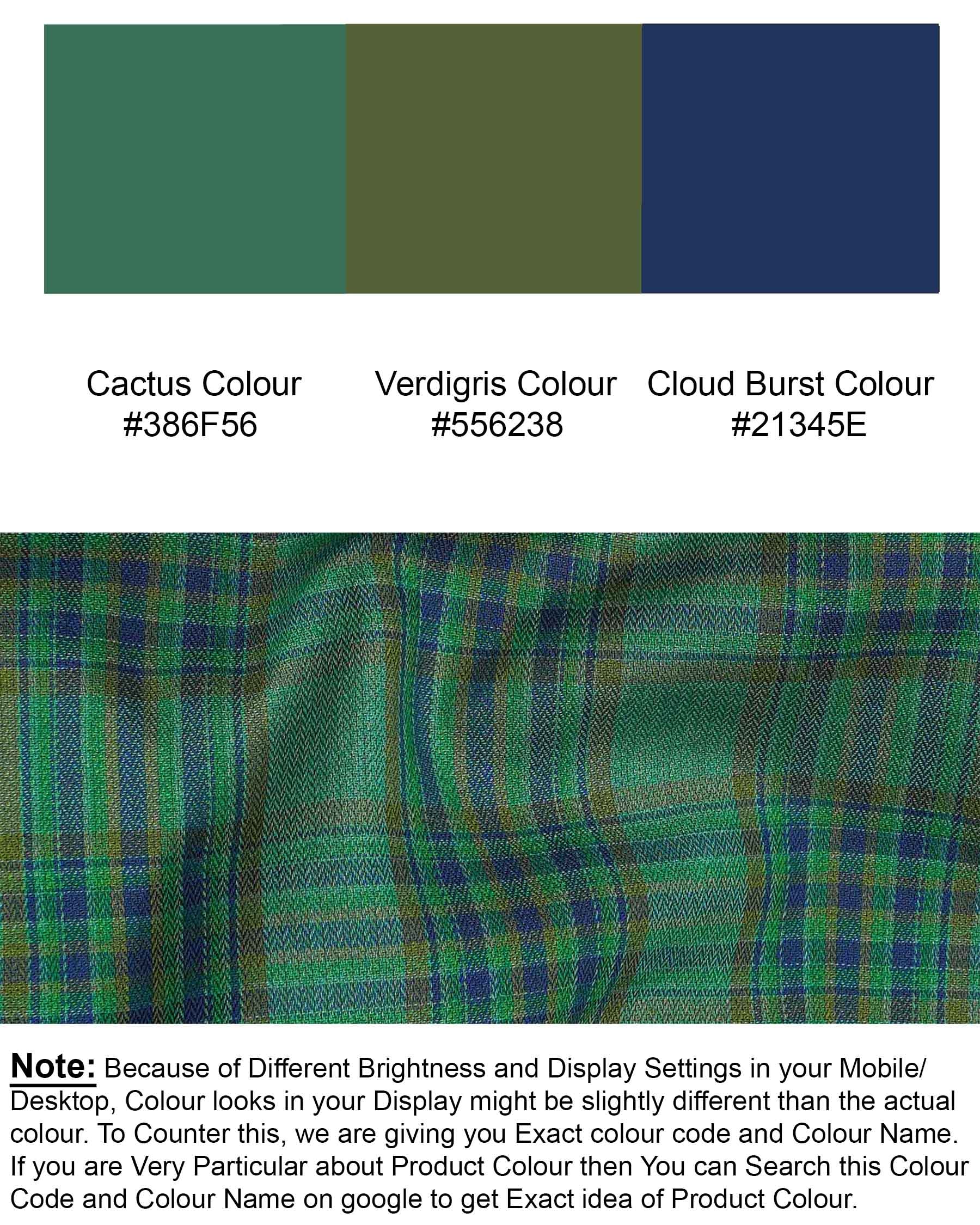 Cactus Green Plaid and Solitude White Plaid Herringbone Reversible Shirt 7539-38, 7539-H-38, 7539-39, 7539-H-39, 7539-40, 7539-H-40, 7539-42, 7539-H-42, 7539-44, 7539-H-44, 7539-46, 7539-H-46, 7539-48, 7539-H-48, 7539-50, 7539-H-50, 7539-52, 7539-H-52