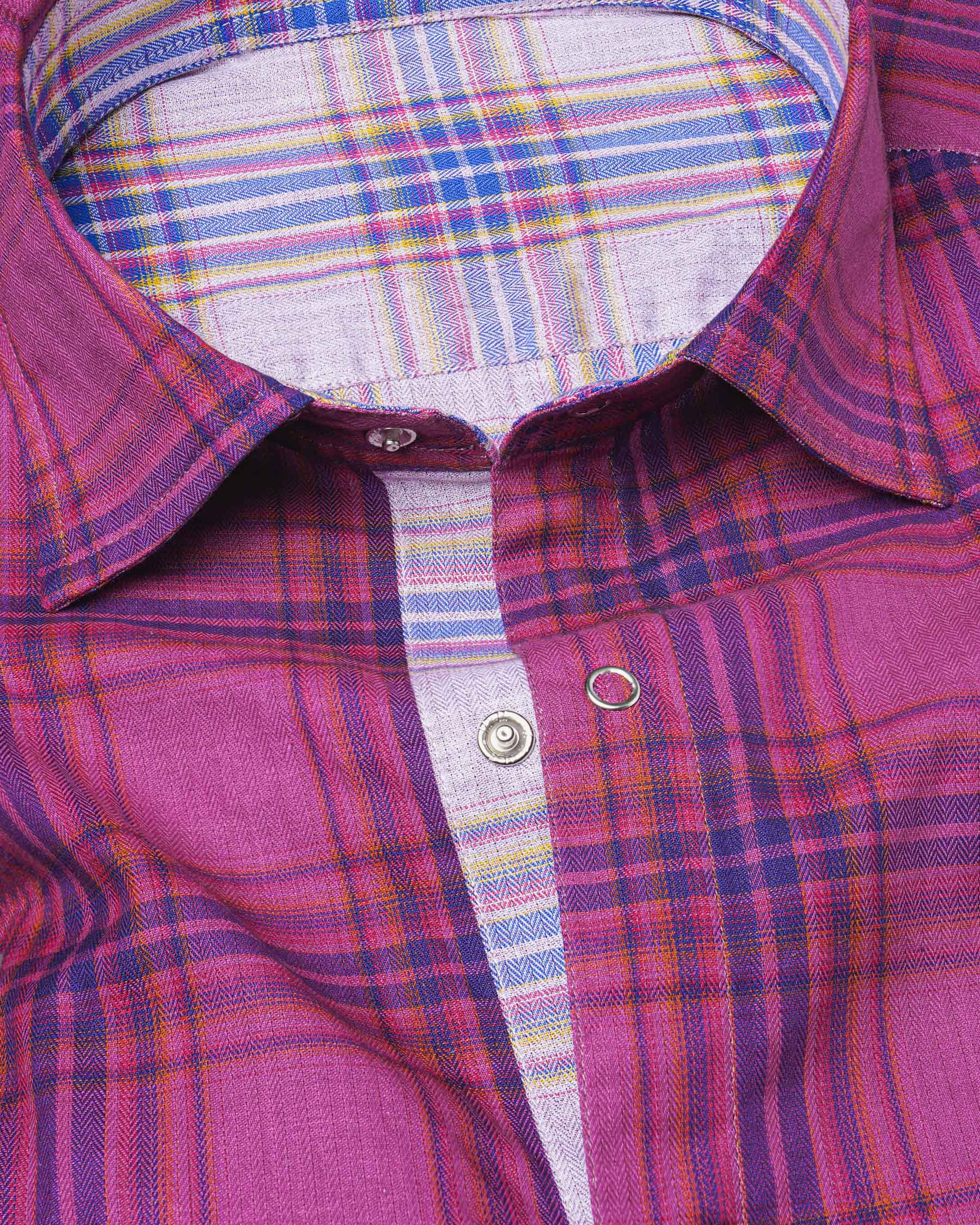 Mulberry Pink Plaid and Prelude Blue Plaid Herringbone Reversible Shirt 7541-38,7541-H-38,7541-39,7541-H-39,7541-40,7541-H-40,7541-42,7541-H-42,7541-44,7541-H-44,7541-46,7541-H-46,7541-48,7541-H-48,7541-50,7541-H-50,7541-52,7541-H-52