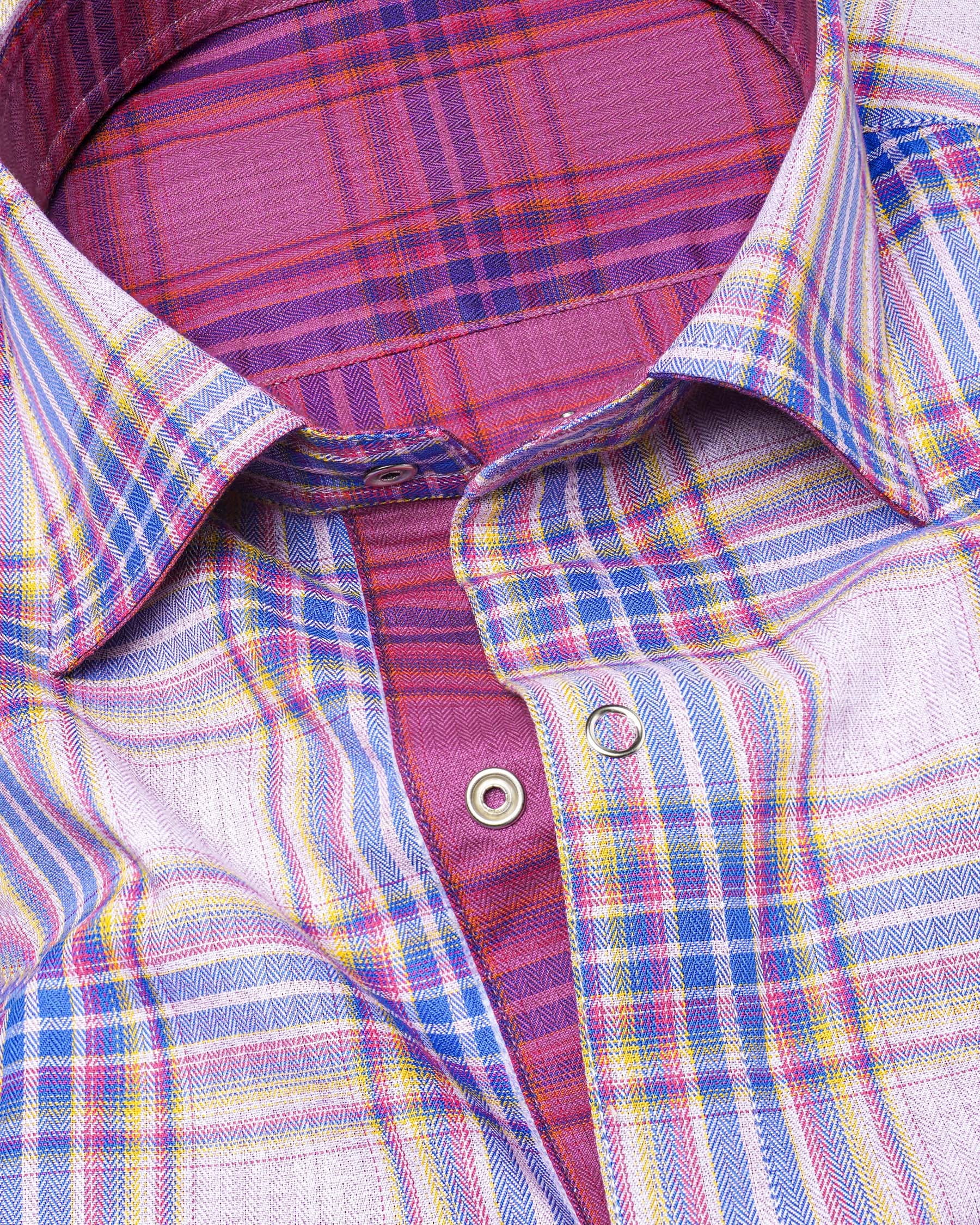 Mulberry Pink Plaid and Prelude Blue Plaid Herringbone Reversible Shirt 7541-38,7541-H-38,7541-39,7541-H-39,7541-40,7541-H-40,7541-42,7541-H-42,7541-44,7541-H-44,7541-46,7541-H-46,7541-48,7541-H-48,7541-50,7541-H-50,7541-52,7541-H-52