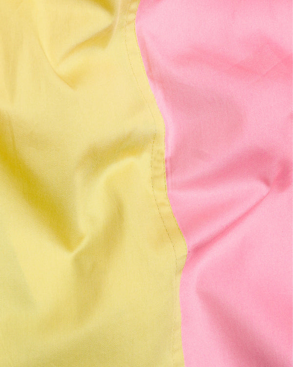 Greenish Beige Yellow and Wewak Pink Colour block Super Soft Premium Cotton Designer Shirt 7552-P136-H-38, 7552-P136-H-397552-P136-H-40, 7552-P136-H-42, 7552-P136-H-44, 7552-P136-H-46, 7552-P136-H-48, 7552-P136-H-50, 7552-P136-H-52
