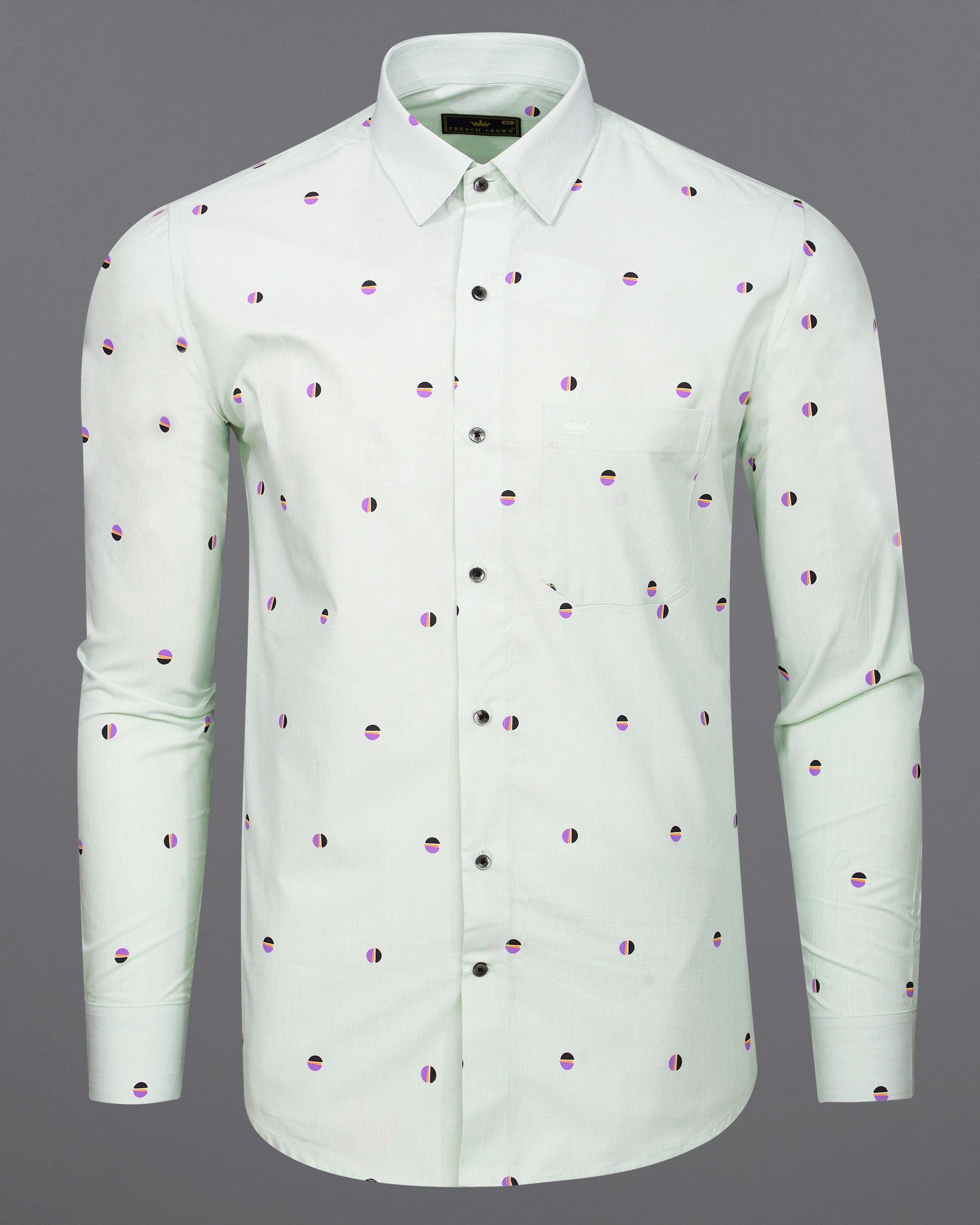  Polar Green and Amethyst Violet Circle Printed Premium Cotton Shirt 7561-BLK-38, 7561-BLK-H-38, 7561-BLK-39, 7561-BLK-H-39, 7561-BLK-40, 7561-BLK-H-40, 7561-BLK-42, 7561-BLK-H-42, 7561-BLK-44, 7561-BLK-H-44, 7561-BLK-46, 7561-BLK-H-46, 7561-BLK-48, 7561-BLK-H-48, 7561-BLK-50, 7561-BLK-H-50, 7561-BLK-52, 7561-BLK-H-52