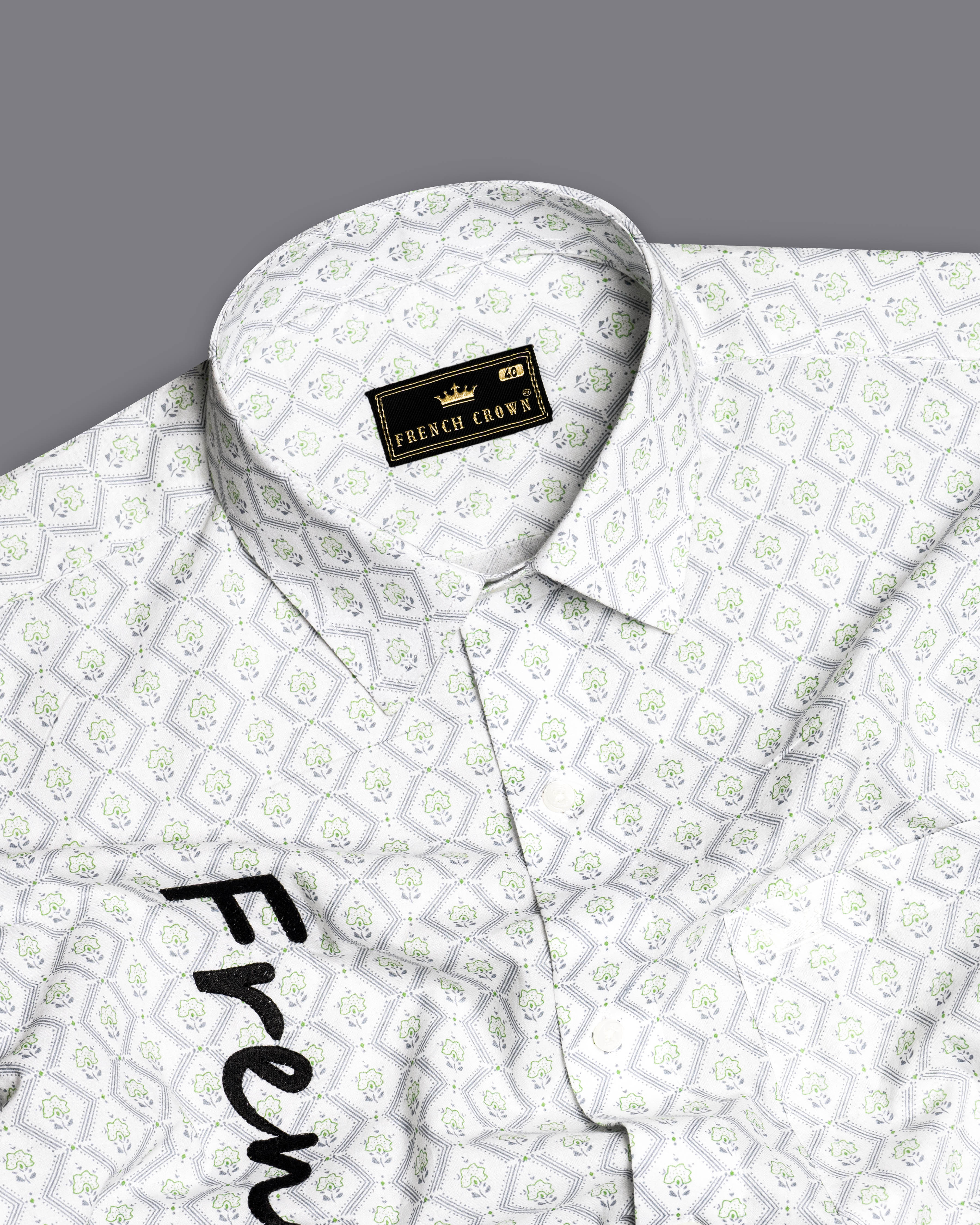 Bright White Jacquard Textured with Signature and Tom and Jerry Embroidered Giza Cotton Shirt 7563-E081-38, 7563-E081-H-38, 7563-E081-39, 7563-E081-H-39, 7563-E081-40, 7563-E081-H-40, 7563-E081-42, 7563-E081-H-42, 7563-E081-44, 7563-E081-H-44, 7563-E081-46, 7563-E081-H-46, 7563-E081-48, 7563-E081-H-48, 7563-E081-50, 7563-E081-H-50, 7563-E081-52, 7563-E081-H-52