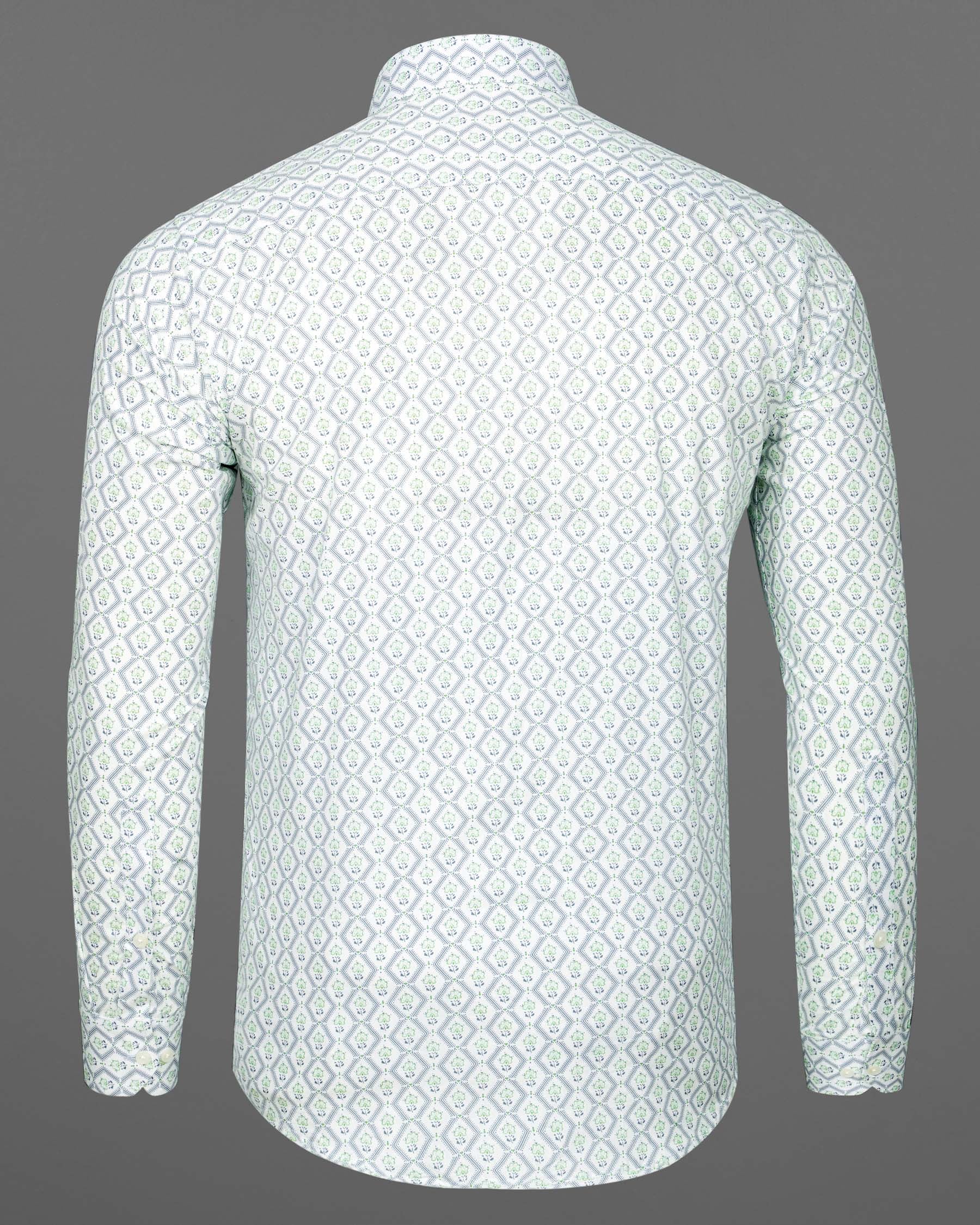 White and Feijoa Green Chevron Premium Cotton Shirt 7563-38, 7563-H-38, 7563-39, 7563-H-39, 7563-40, 7563-H-40, 7563-42, 7563-H-42, 7563-44, 7563-H-44, 7563-46, 7563-H-46, 7563-48, 7563-H-48, 7563-50, 7563-H-50, 7563-52, 7563-H-52