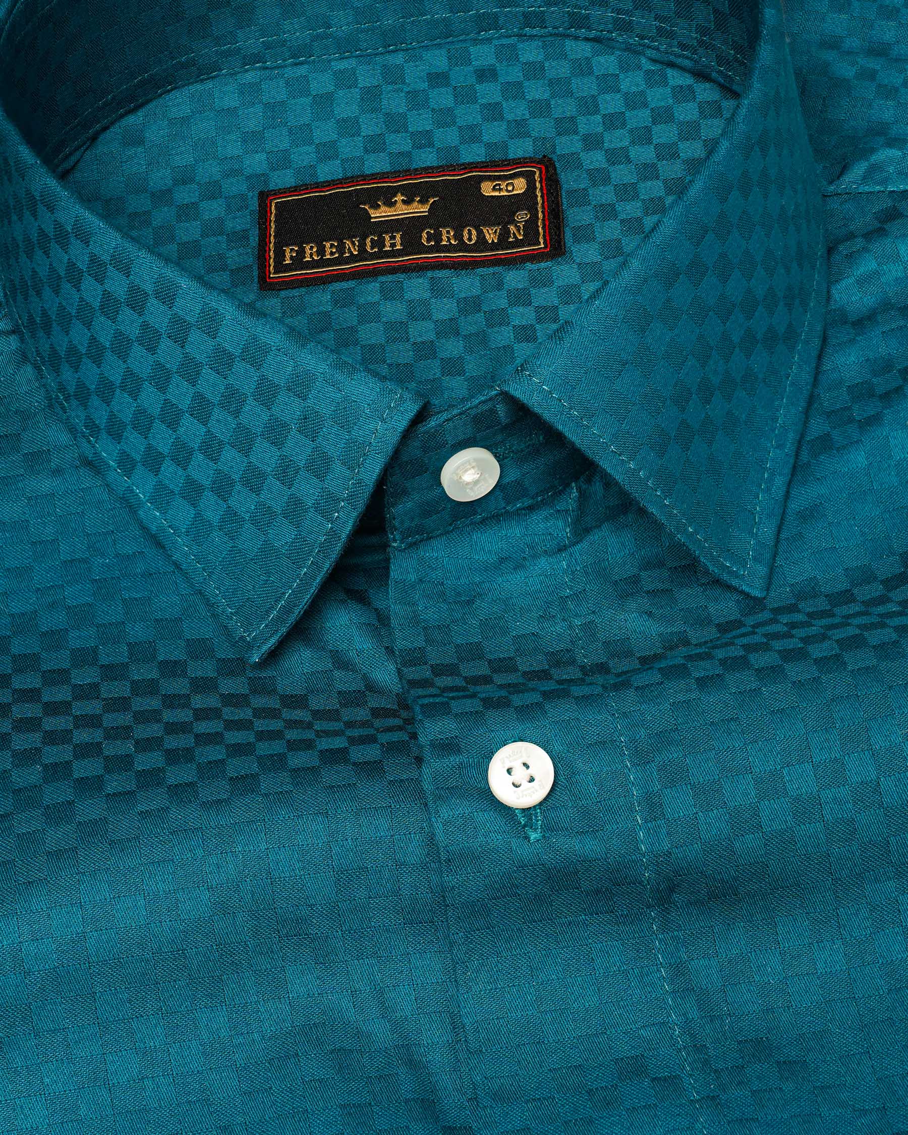 Ocean Dark Green Checked Dobby Textured Premium Giza Cotton Shirt 7573-38, 7573-H-38, 7573-39, 7573-H-39, 7573-40, 7573-H-40, 7573-42, 7573-H-42, 7573-44, 7573-H-44, 7573-46, 7573-H-46, 7573-48, 7573-H-48, 7573-50, 7573-H-50, 7573-52, 7573-H-52