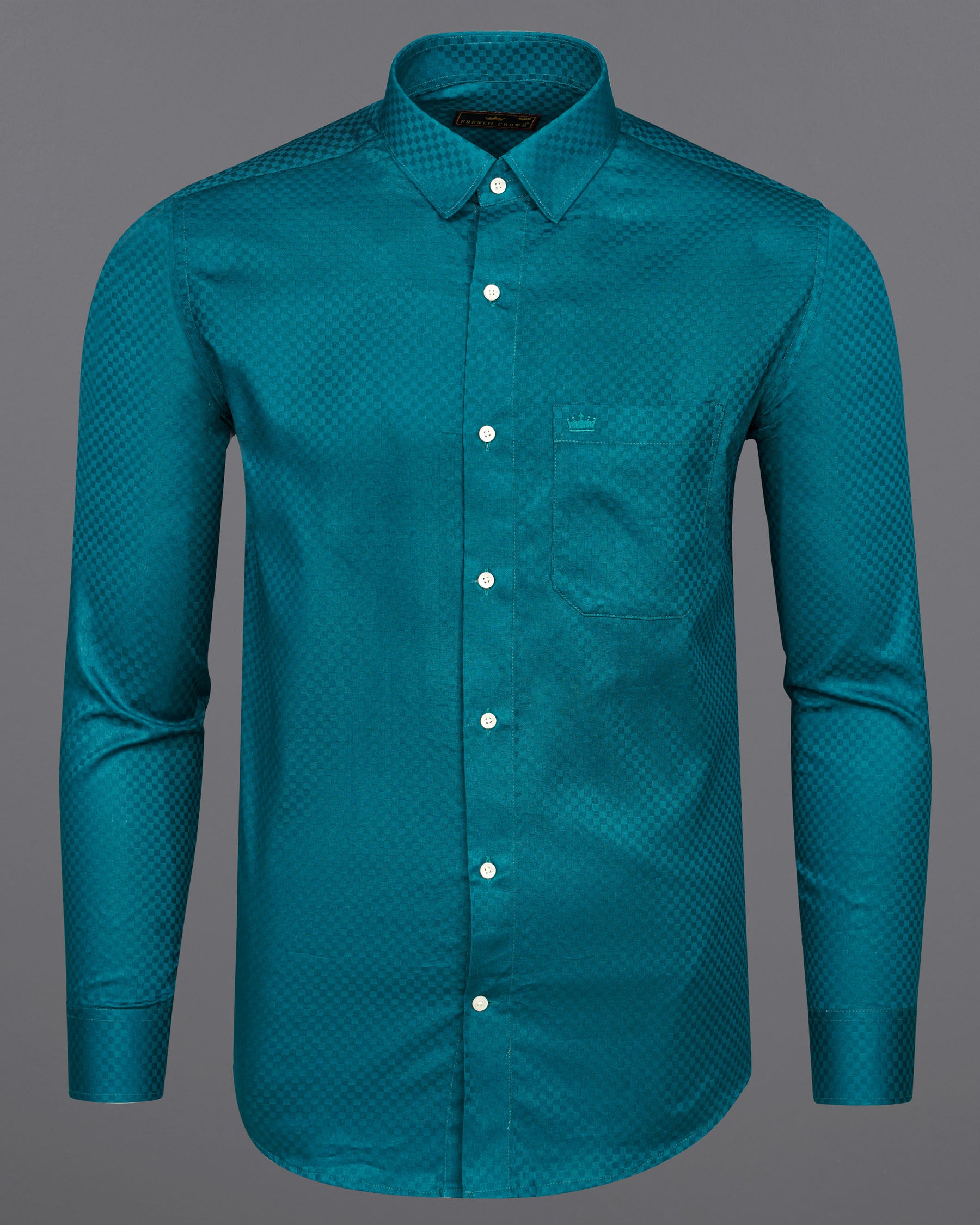 Ocean Dark Green Checked Dobby Textured Premium Giza Cotton Shirt 7573-38, 7573-H-38, 7573-39, 7573-H-39, 7573-40, 7573-H-40, 7573-42, 7573-H-42, 7573-44, 7573-H-44, 7573-46, 7573-H-46, 7573-48, 7573-H-48, 7573-50, 7573-H-50, 7573-52, 7573-H-52