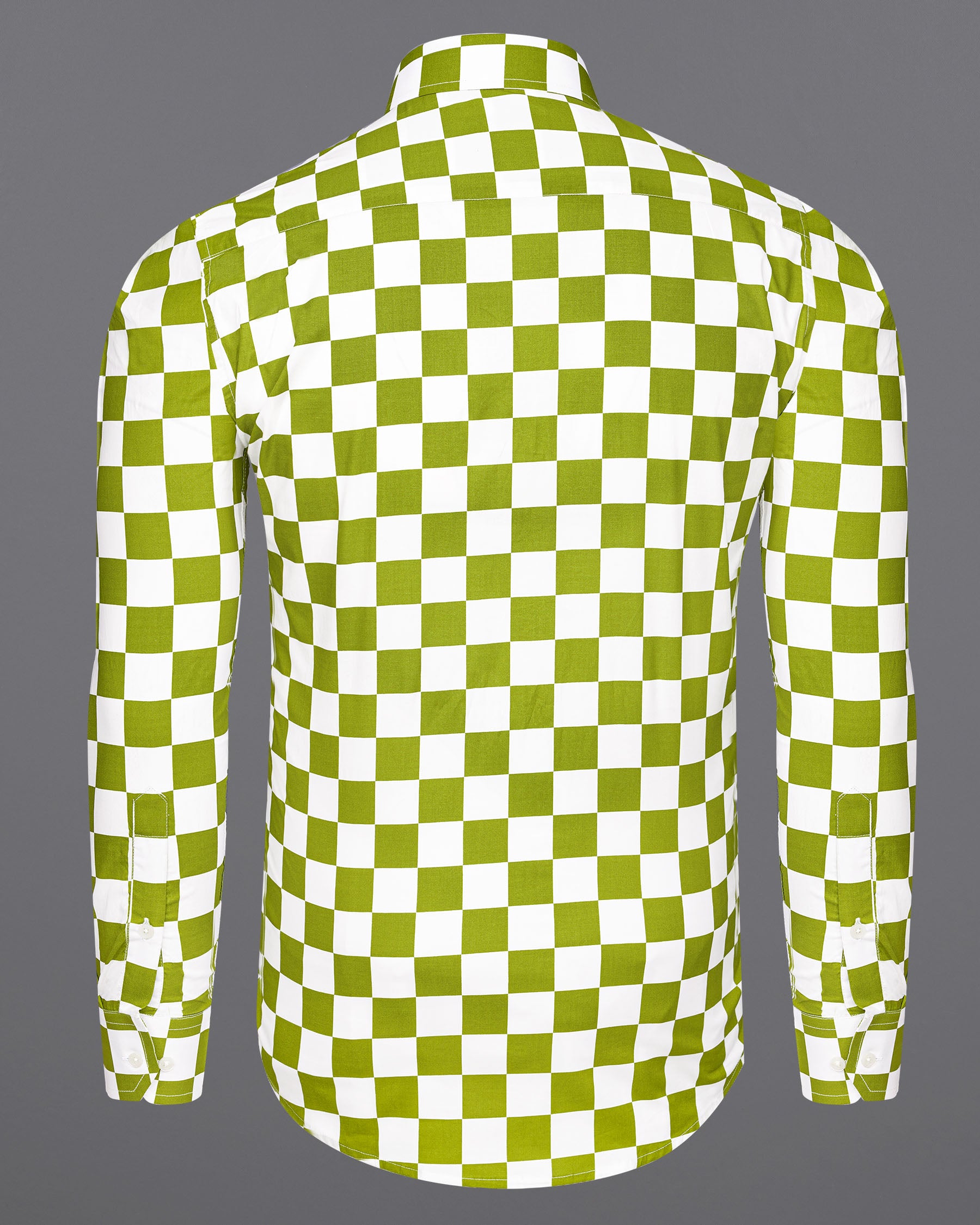 Citron Green and White Checked Premium Cotton Shirt 7581-38, 7581-H-38, 7581-39,7581-H-39, 7581-40, 7581-H-40, 7581-42, 7581-H-42, 7581-44, 7581-H-44, 7581-46, 7581-H-46, 7581-48, 7581-H-48, 7581-50, 7581-H-50, 7581-52, 7581-H-52