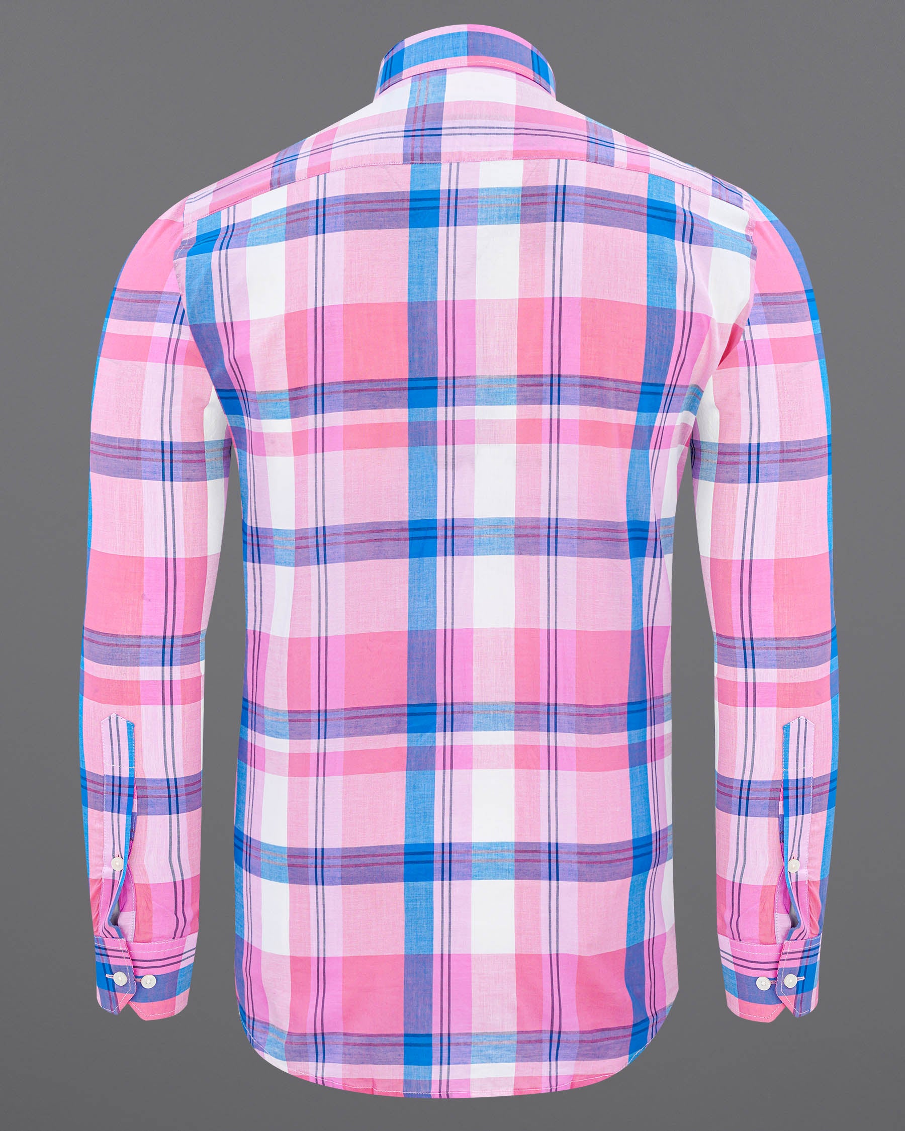 Chantilly Pink with Cornflower Blue Plaid Premium Cotton Shirt 7590-38, 7590-H-38, 7590-39,7590-H-39, 7590-40, 7590-H-40, 7590-42, 7590-H-42, 7590-44, 7590-H-44, 7590-46, 7590-H-46, 7590-48, 7590-H-48, 7590-50, 7590-H-50, 7590-52, 7590-H-52