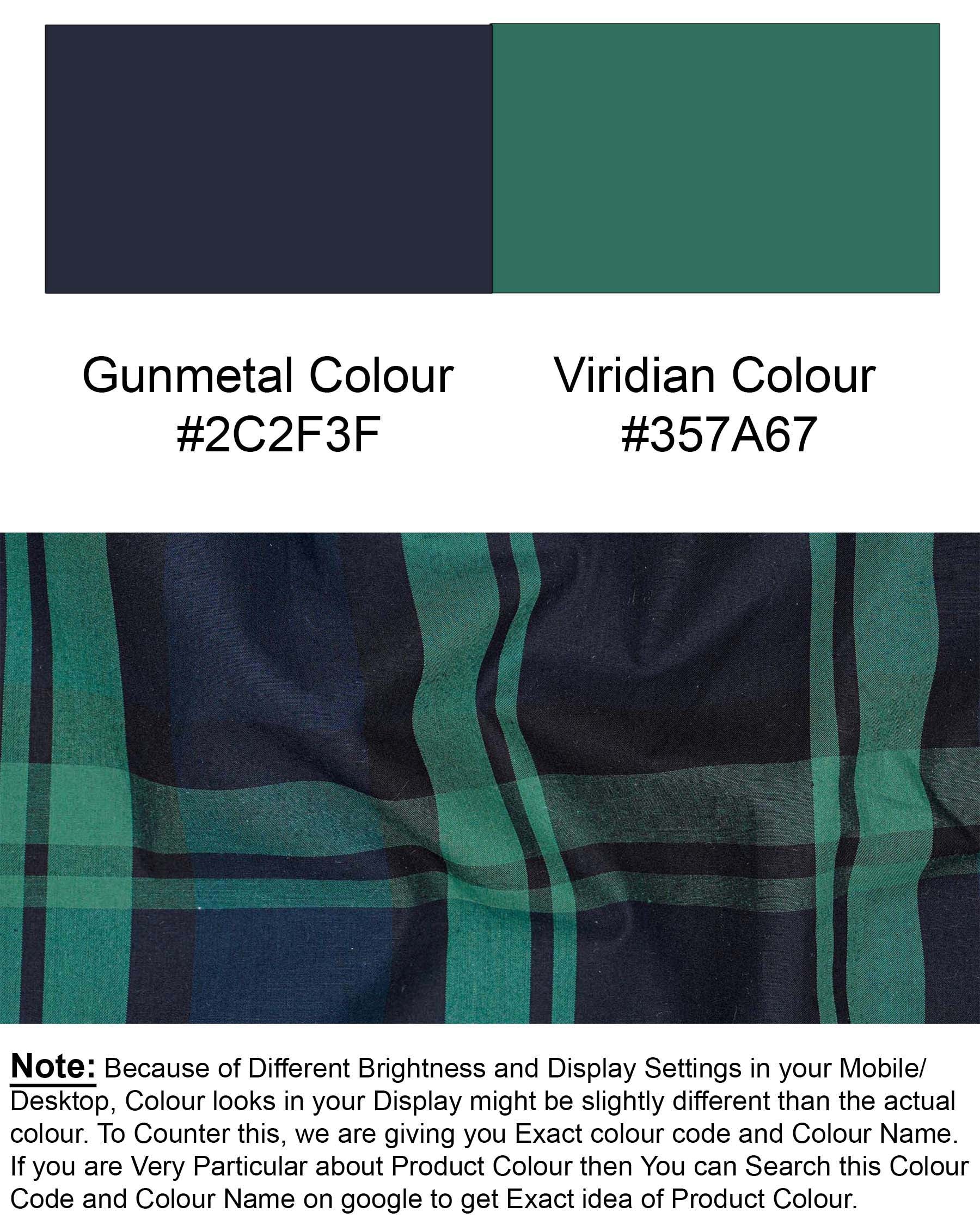 Gunmetal Blue with Viridian Green Plaid Premium Cotton Designer Shirt 7591-BLK-P196-38, 7591-BLK-P196-H-38, 7591-BLK-P196-39,7591-BLK-P196-H-39, 7591-BLK-P196-40, 7591-BLK-P196-H-40, 7591-BLK-P196-42, 7591-BLK-P196-H-42, 7591-BLK-P196-44, 7591-BLK-P196-H-44, 7591-BLK-P196-46, 7591-BLK-P196-H-46, 7591-BLK-P196-48, 7591-BLK-P196-H-48, 7591-BLK-P196-50, 7591-BLK-P196-H-50, 7591-BLK-P196-52, 7591-BLK-P196-H-52